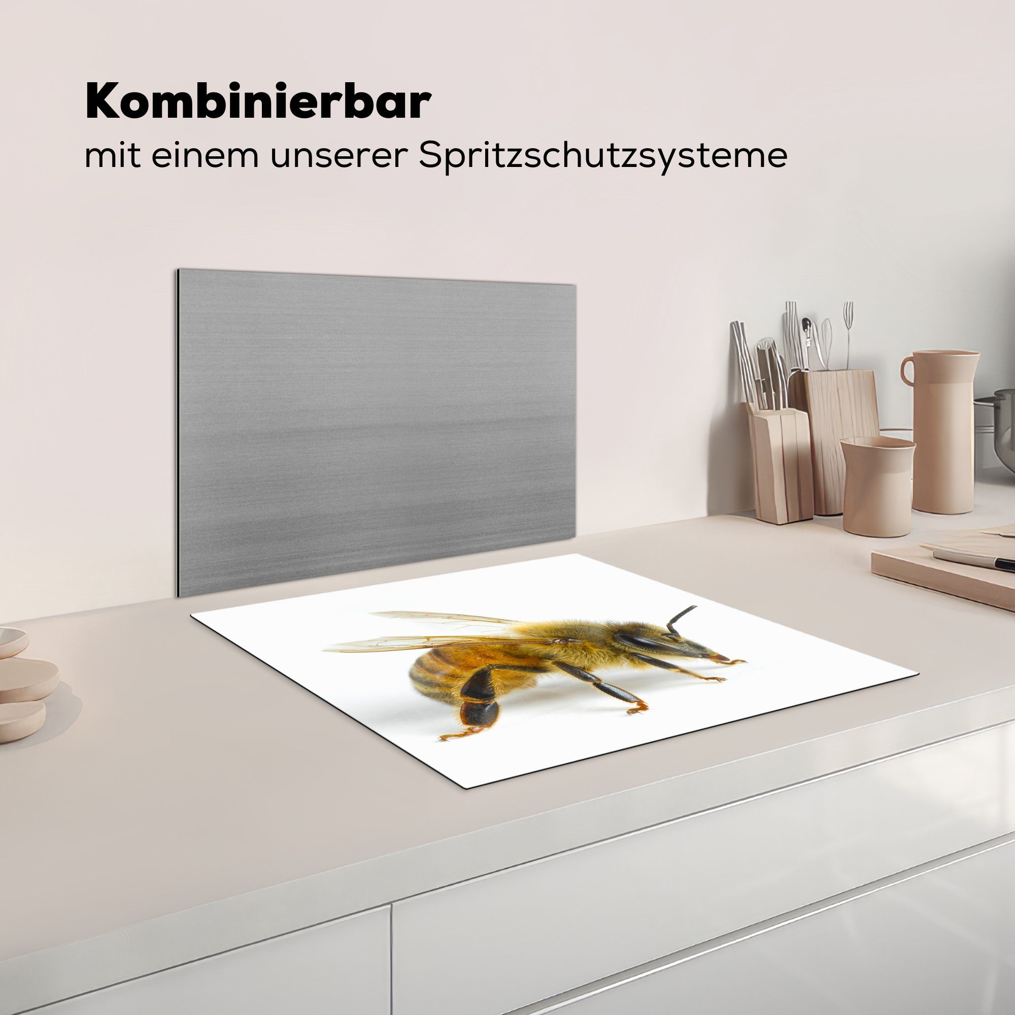 (1 die küche, Bienen Insekten Induktionsmatte Vinyl, für - Ceranfeldabdeckung Herdblende-/Abdeckplatte - tlg), MuchoWow 59x52 cm, Flügel,