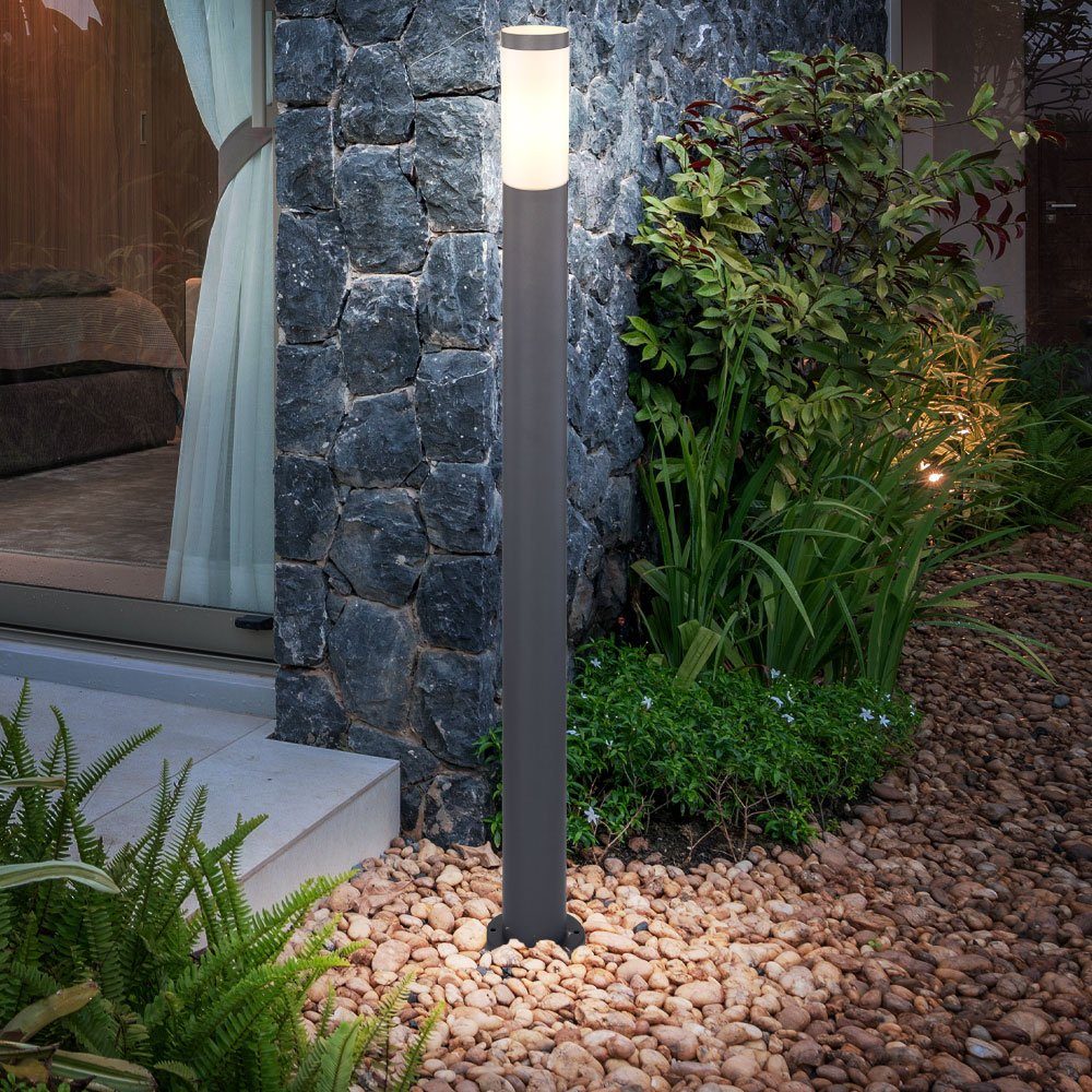 etc-shop LED Außen-Stehlampe, Leuchtmittel Warmweiß, Leuchte Wege Garten Beleuchtung ANTHRAZIT inklusive, Steh