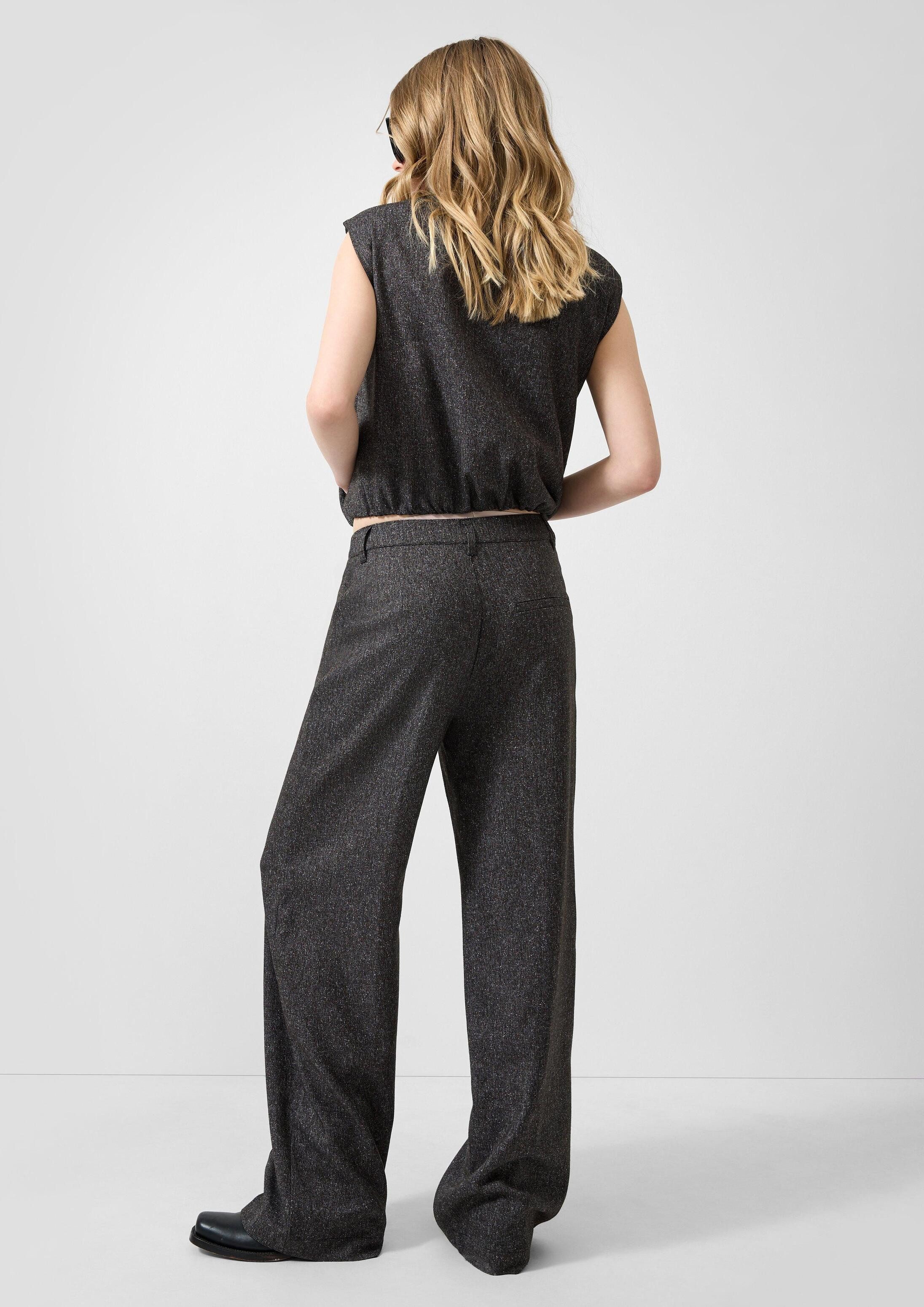 QS Chinos Hose Wide Leg-Hose in Tweed-Optik