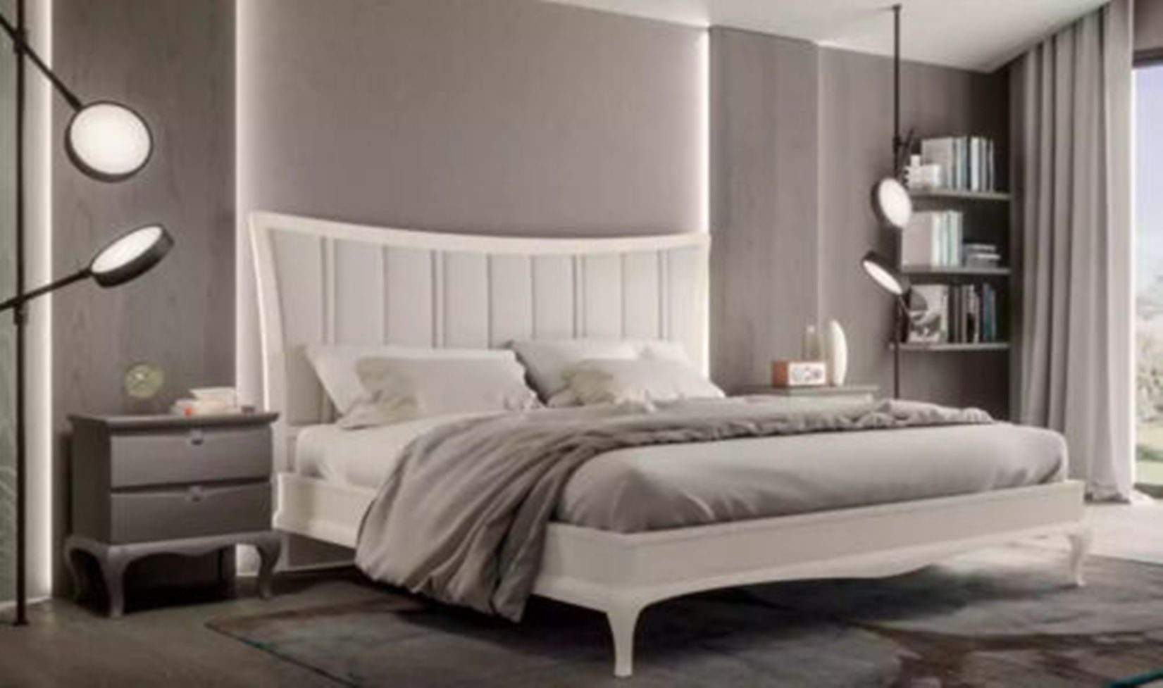 JVmoebel Schlafzimmer-Set Design Schlafzimmer 3tlg. Bett 2x Nachttische Modern Betten Möbel, (3-St., Bett + 2x Nachttische), Made in Italy