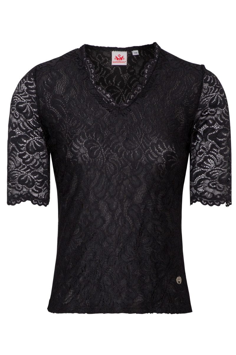 Spieth & Wensky Trachtenbluse Blusenshirt - ARKTIS - offweiß, schwarz günstig online kaufen