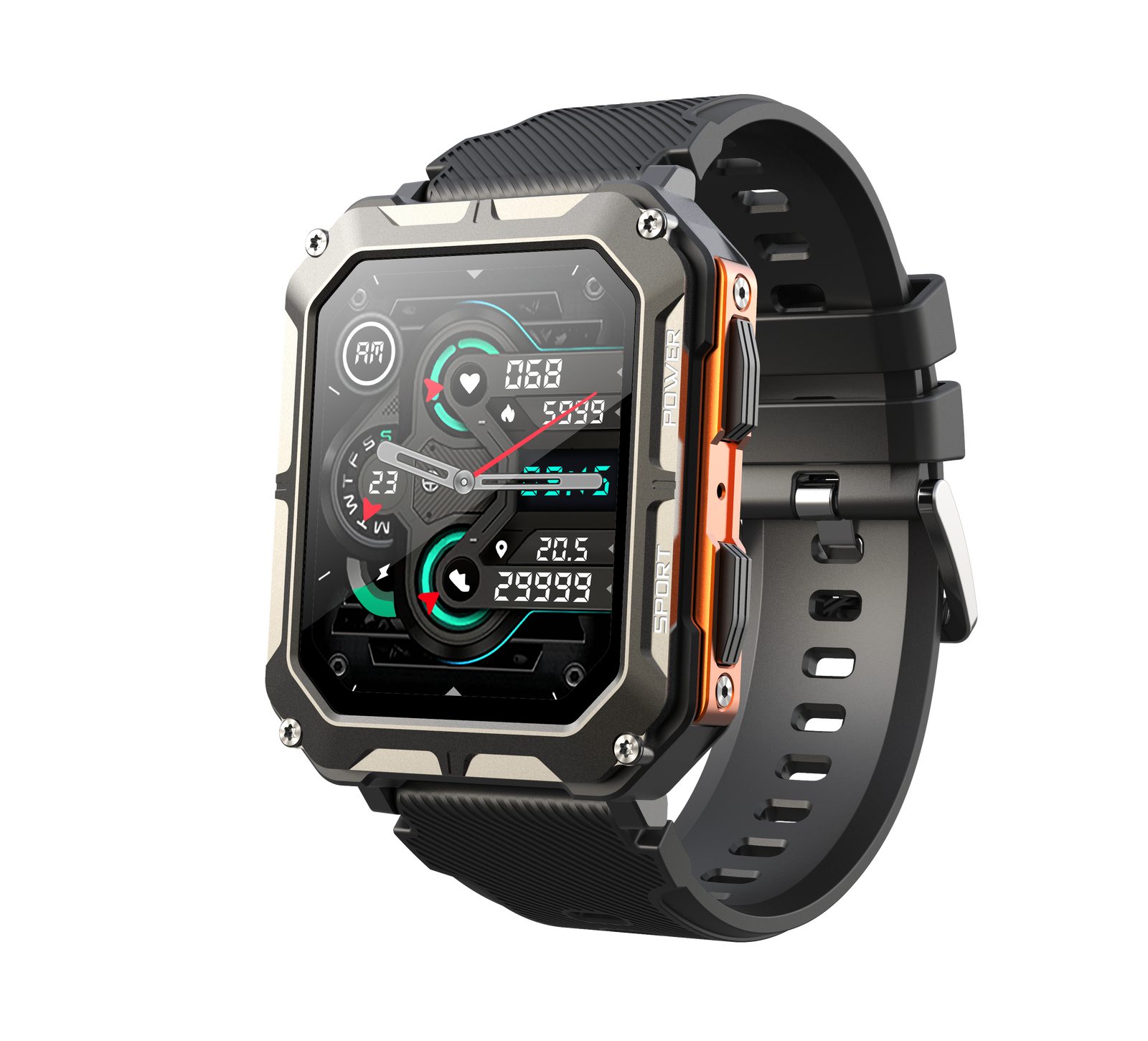 blackview C20 PRO Luxus Fitness-Uhr mit Herzfrequenz, Puls und Blutdruckmessung Smartwatch (4.65 cm/1.83 Zoll), 1-tlg., Bluetooth, für Herren nach Militärstandard, 100+ Sportmodi