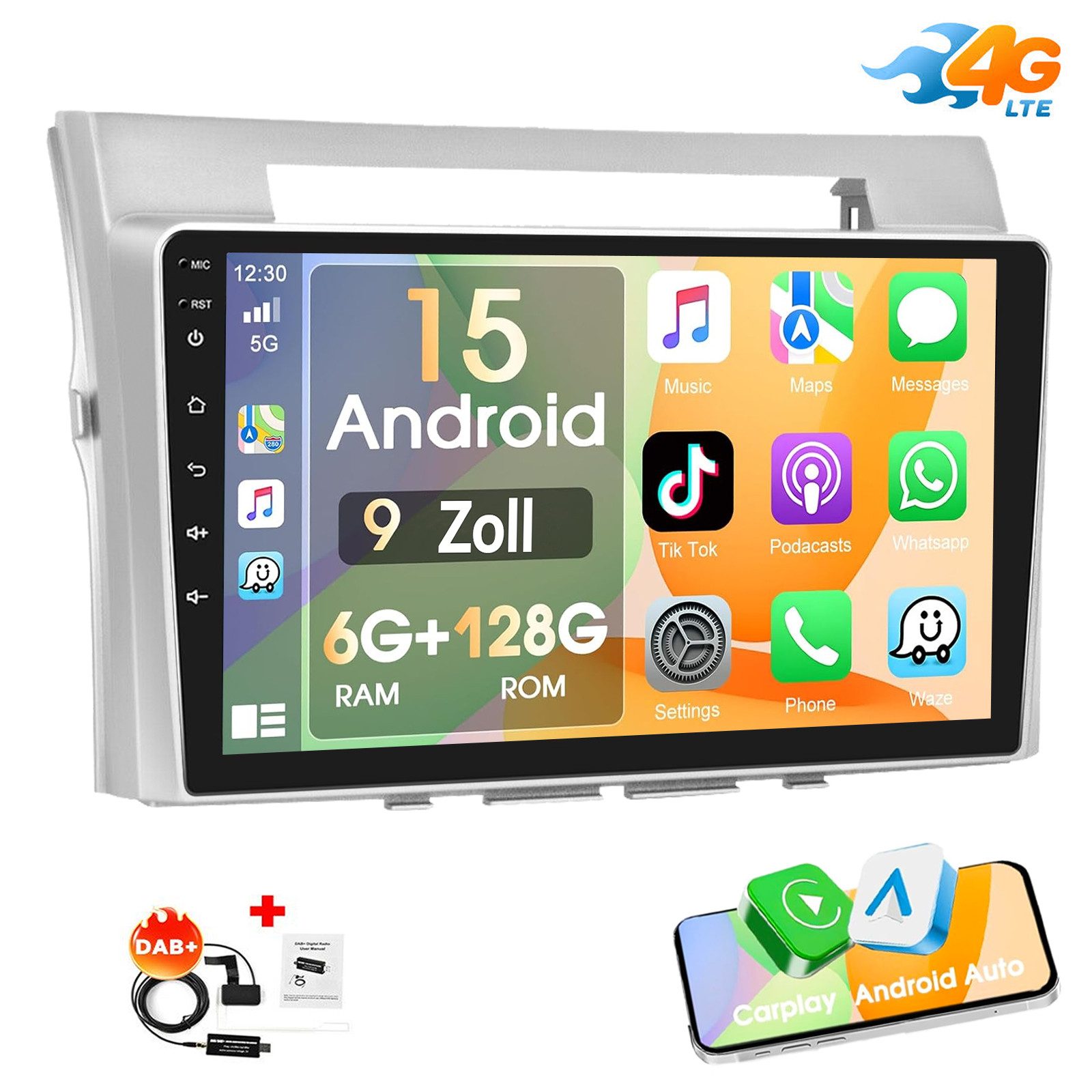 DAB+ 6+128G Für Toyota Corolla Verso 2003-2009 Android15 GPS NAVI WIFI Autoradio