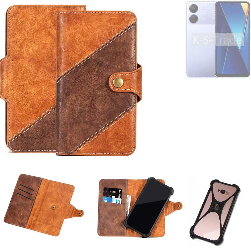 K-S-Trade Handyhülle für POCO C65, Handyhülle Schutzhülle Bookstyle Case Wallet-Case Cover