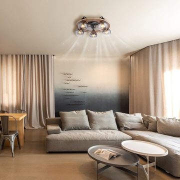 Globo Deckenventilator Deckenventilator mit Licht Deckenleuchte Wohnzimmer Rauchglas