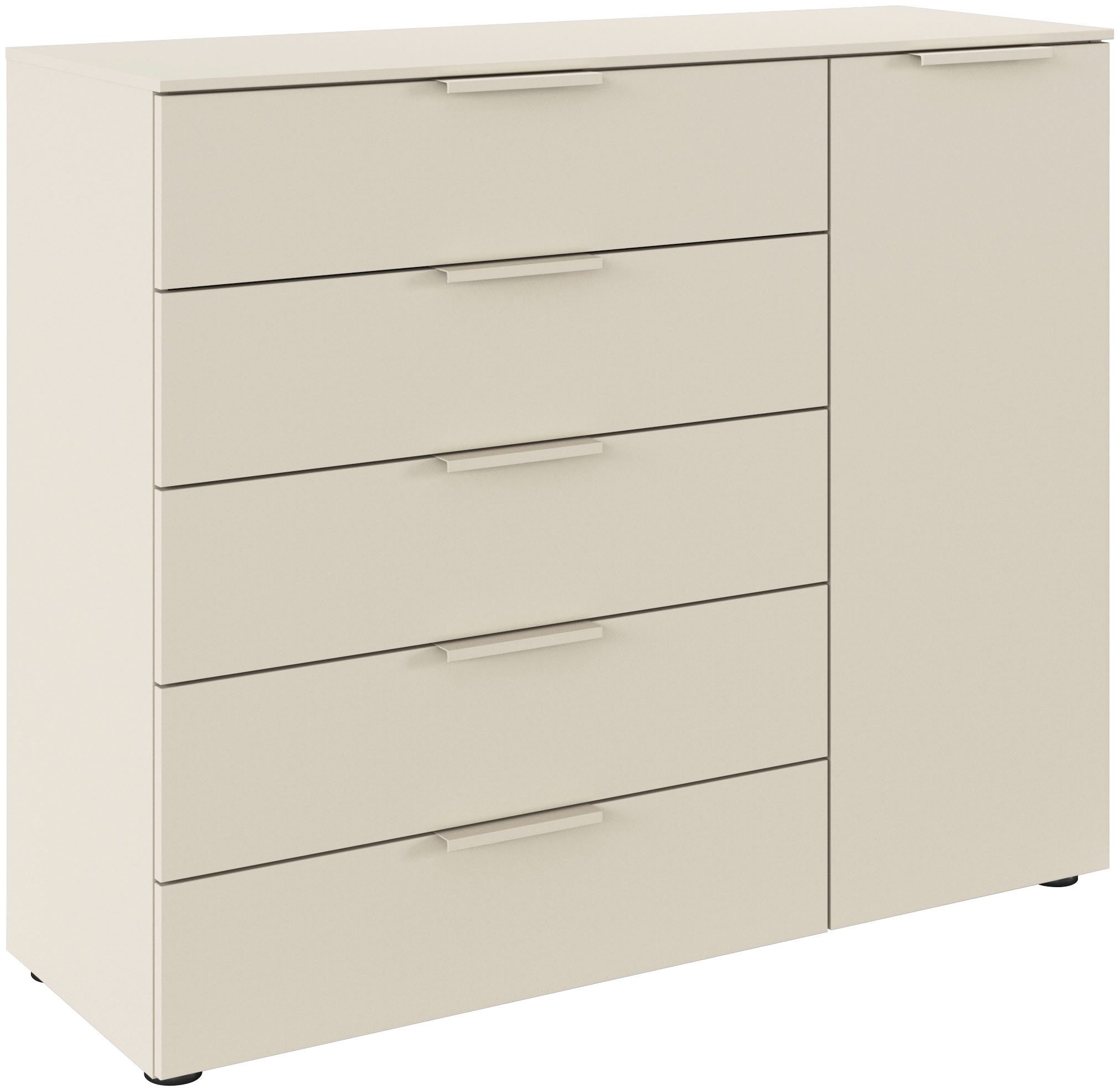 rauch Schubkastenkommode Kommode Türkommode Sideboard Kombikommode FLIPP (Breite 120 cm mit 2 Einlegeböden), 1-türig mit 5 Schubladen und Soft-Close-Funktion