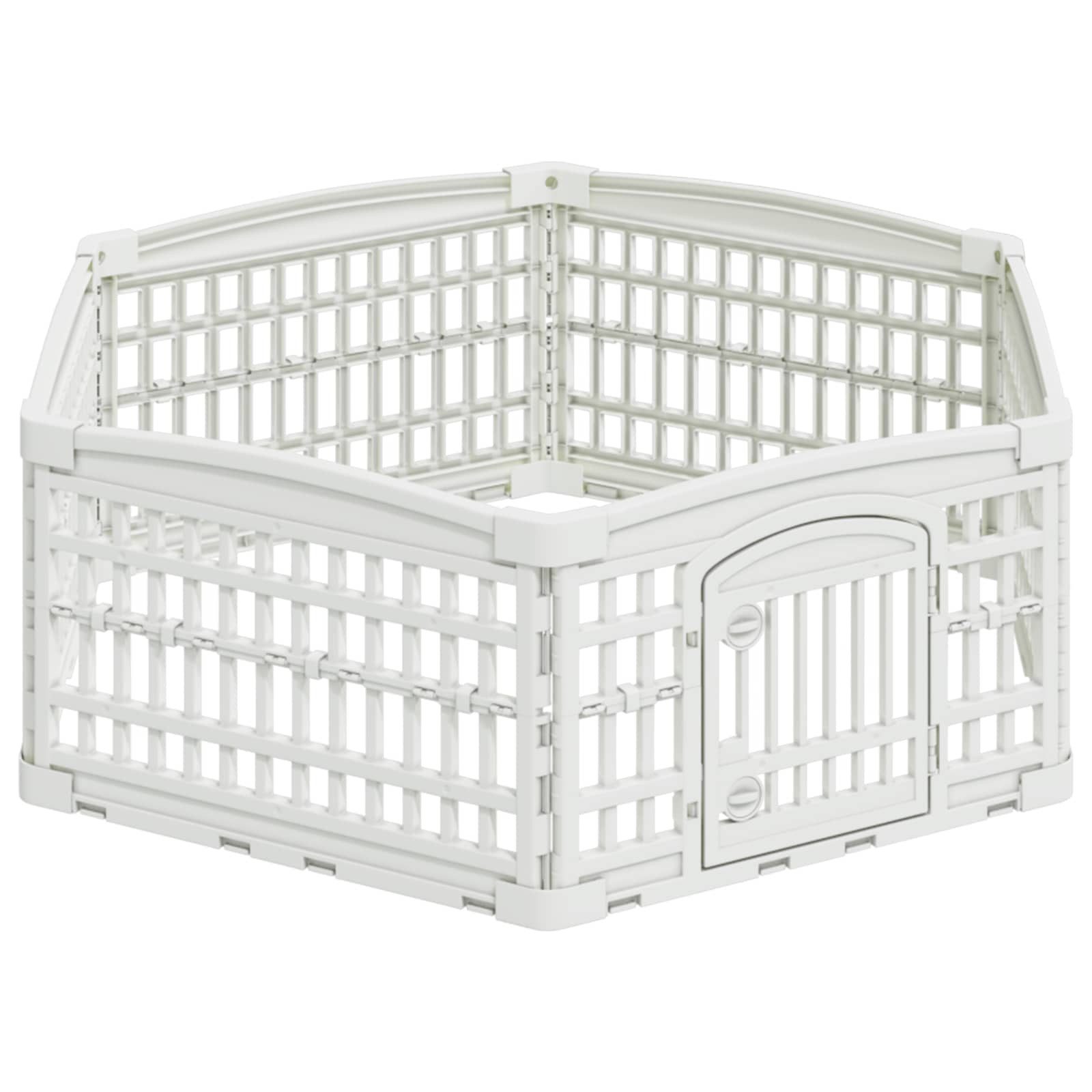 vidaXL Freigehege 6-Panel-Hundespielplatz 122 x 106,5 x 40 cm Kunststoff Weiß
