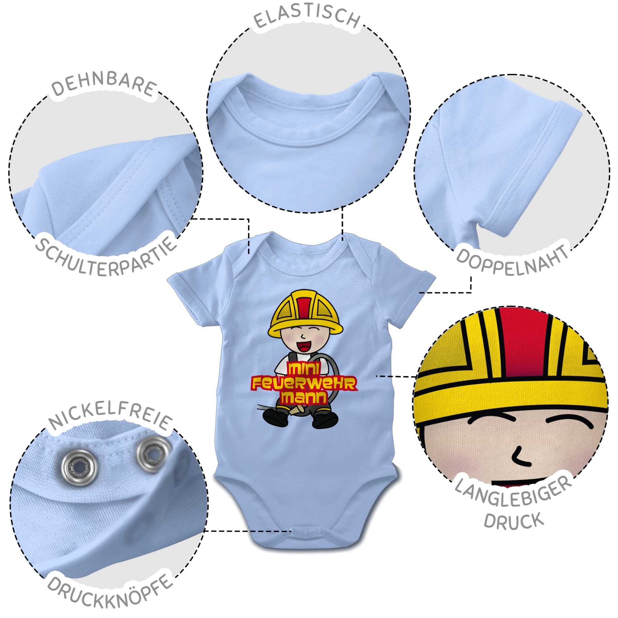 Shirtracer Shirtbody Babyblau Mini Feuerwehrmann 2 Feuerwehr