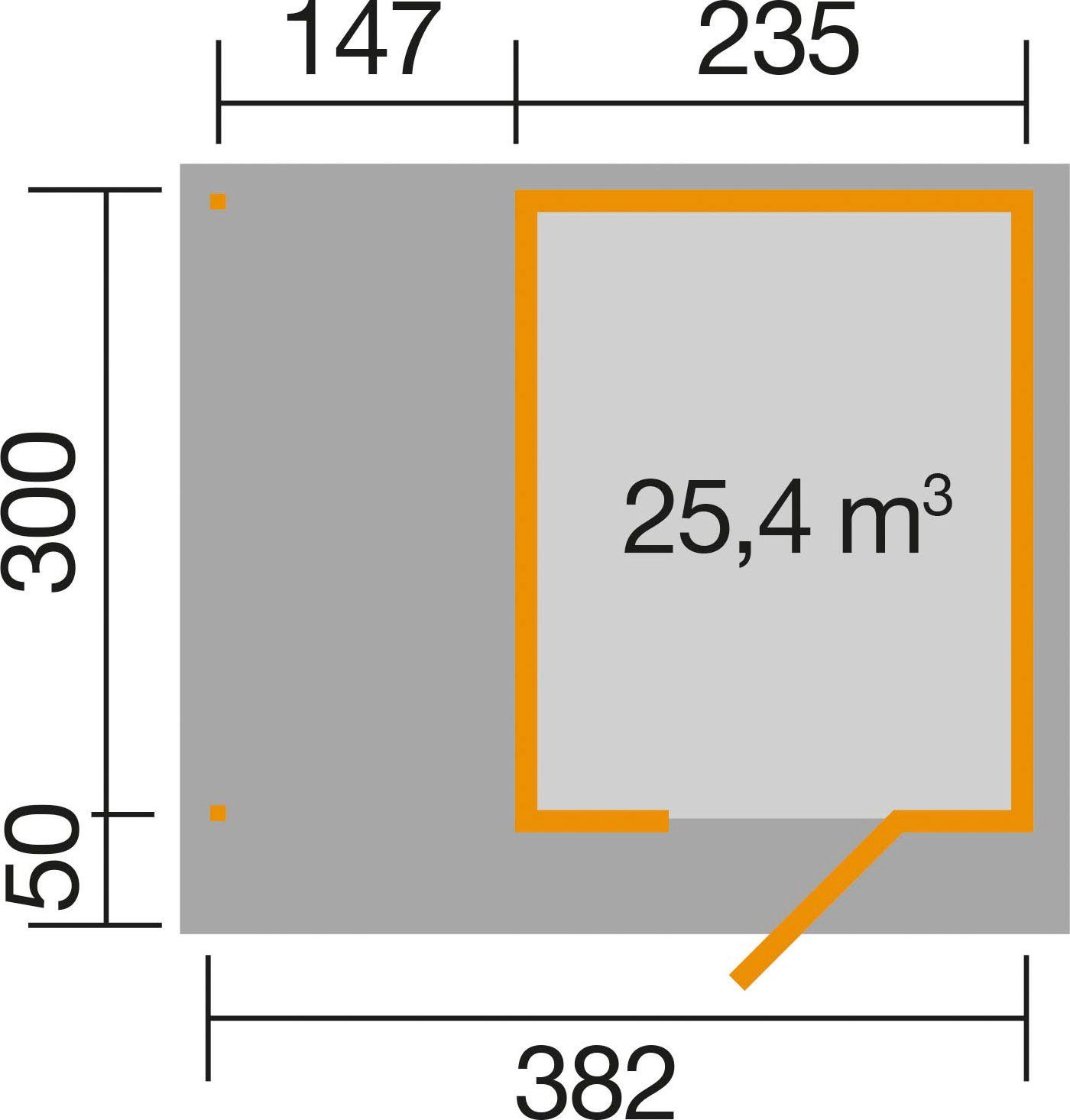 Designhaus Gartenhaus weka 430x375 BxT: cm, (Set), Anbaudach A, mit 172