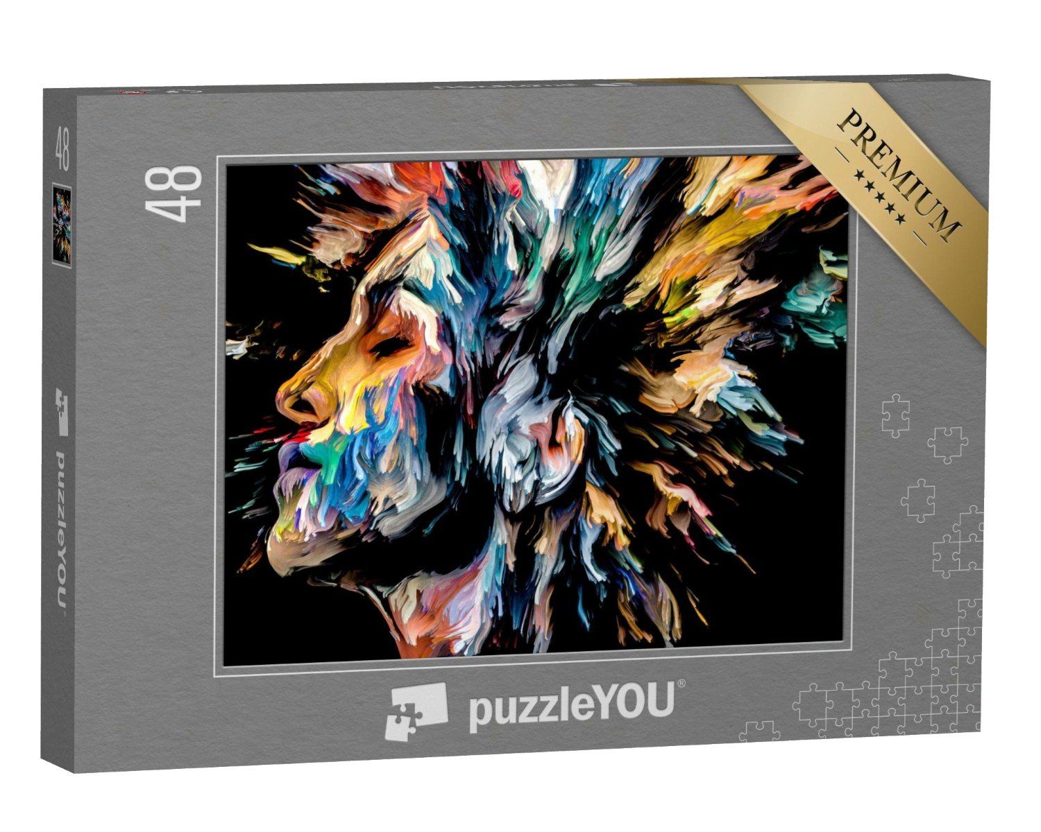 puzzleYOU Puzzle Digitale Kunst: Farbporträt einer jungen Frau, 48 Puzzleteile, puzzleYOU-Kollektionen Kunstwerke