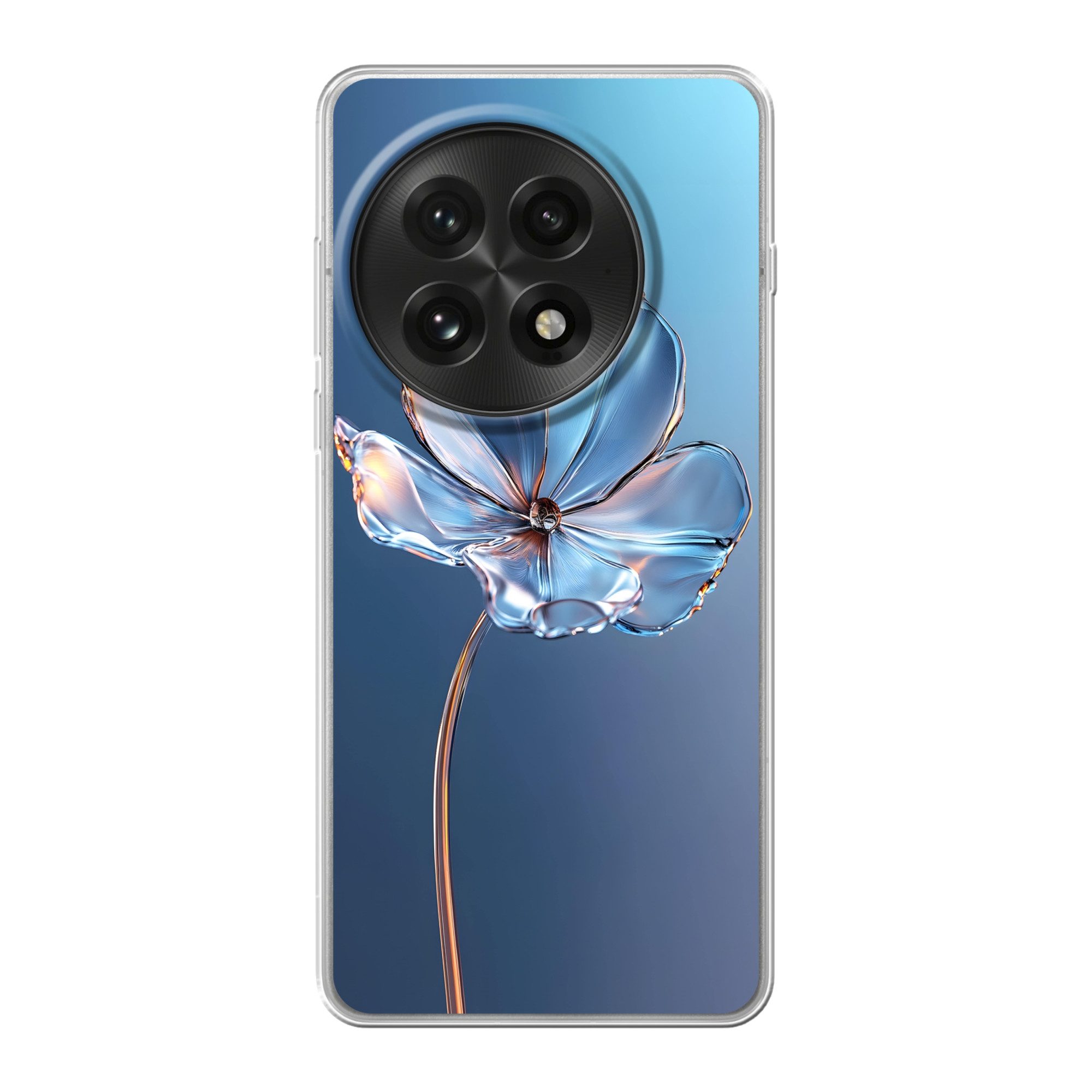 MuchoWow Handyhülle für OnePlus 13 Blau - Blume - Gläser - Verziert, Phone Case, Silikon, Schutzhülle Dünn
