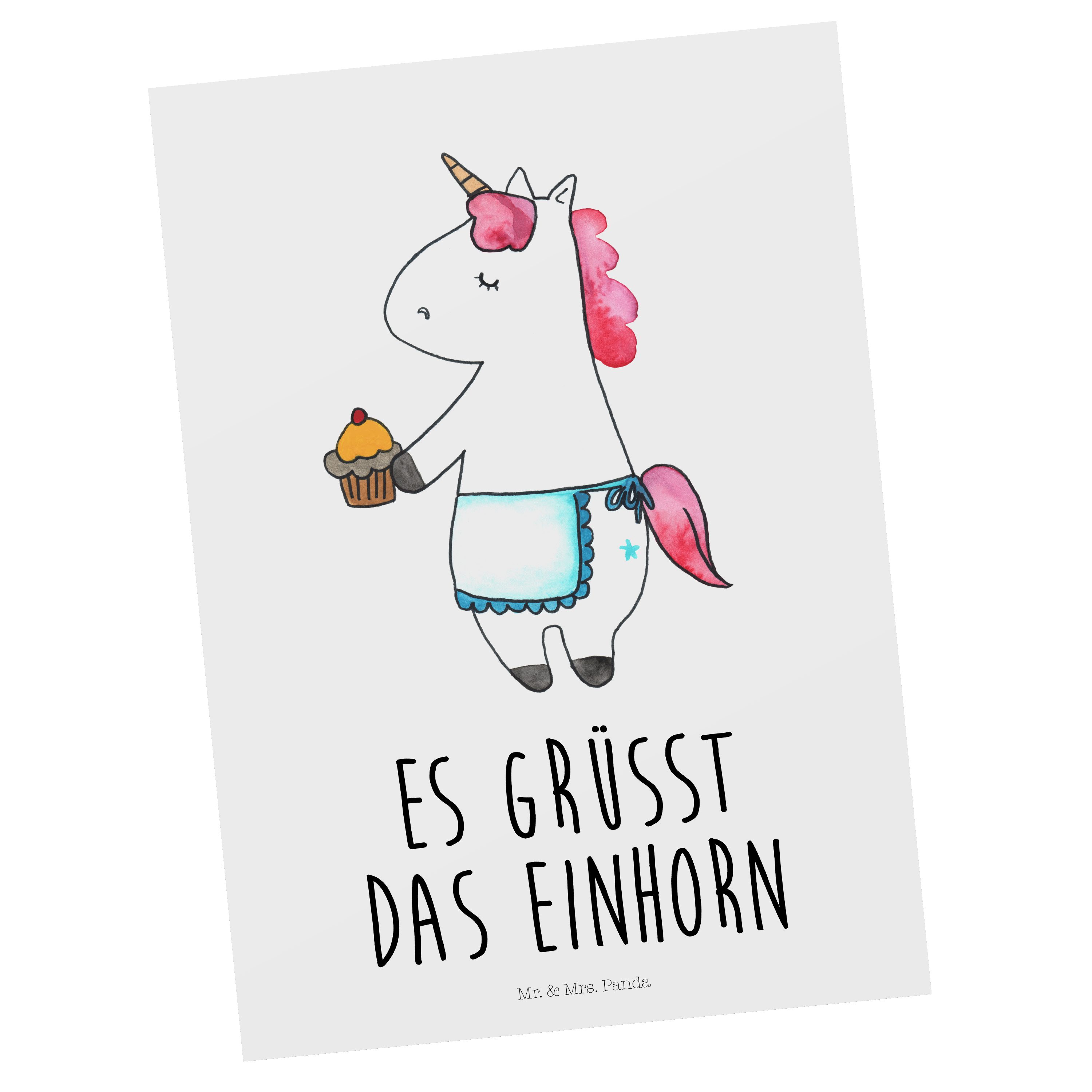 - Mr. & Einhörner, Geschenk, Postkarte Mrs. - Einhorn Panda Weiß Geburtstag Muffin Deko, Einhorn
