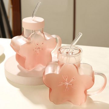 yozhiqu Tumbler-Glas 350ml kreative Wasserflasche, wunderschöner Kirschblütenbecher, Geeignetes Geschenk für Geburtstage, Erntedankfest, Partytreffen