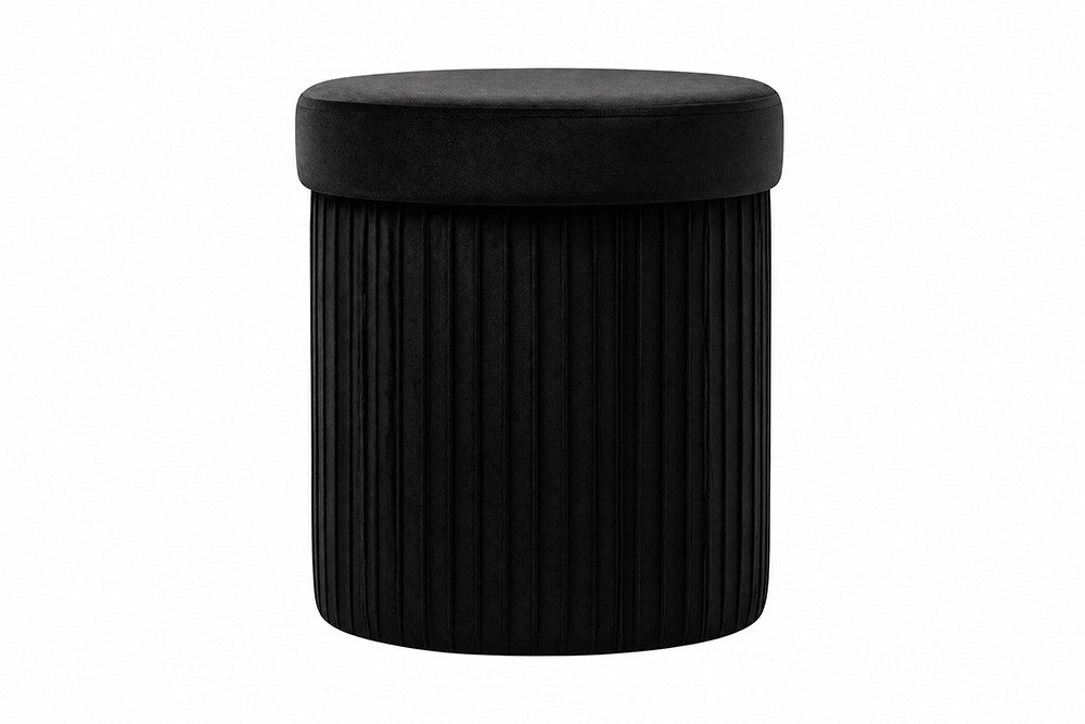 riess-ambiente Polsterhocker ÉLAN 40cm schwarz - Samt, faltbar, mit Stauraum, platzsparend, modern (Einzelartikel, 1 St), Eleganter Sitzhocker - ideal f. Ankleide, Flur, Wohnzimmer & Garderobe