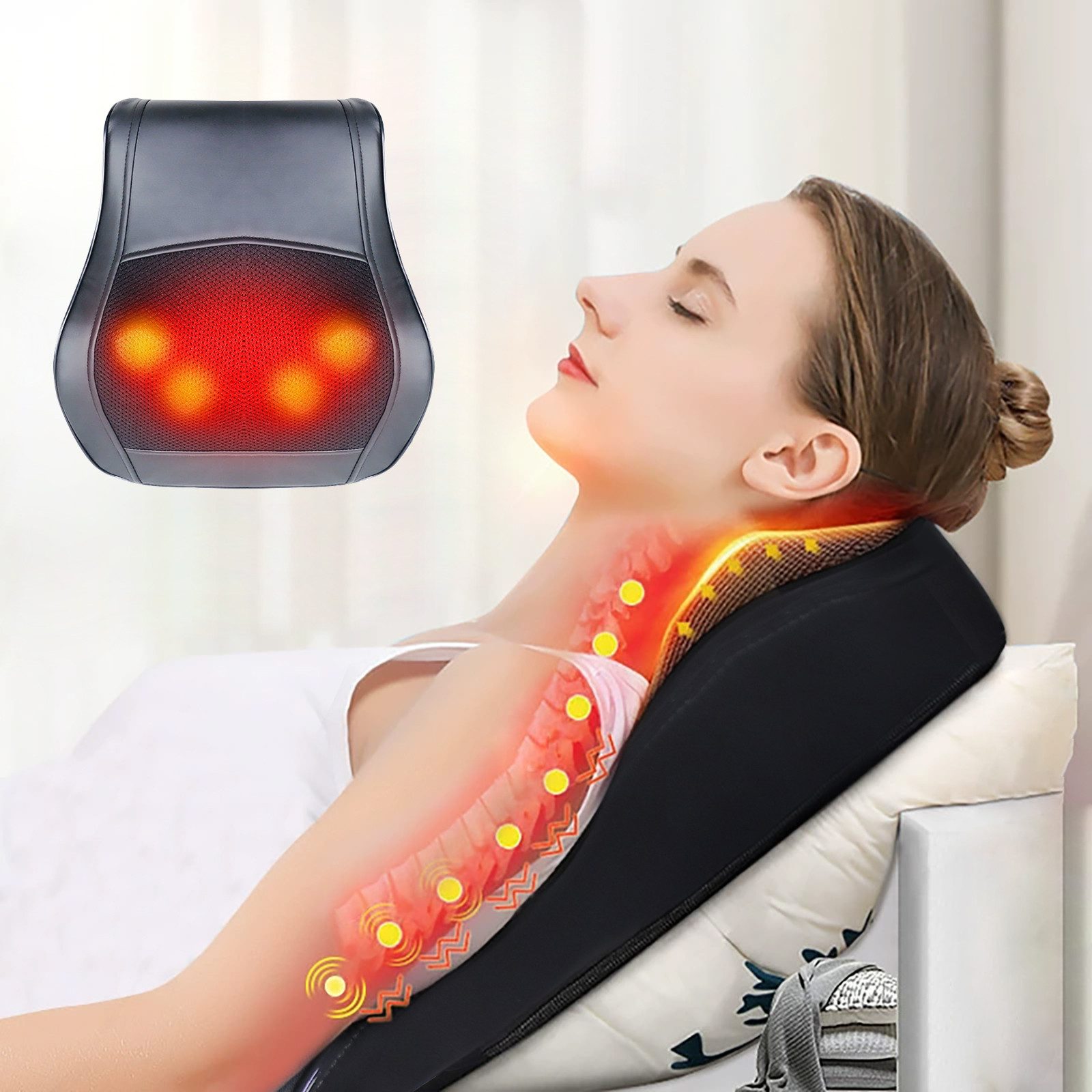 Massagegerät Nackenmassagegerät mit Wärme, 4D Shiatsu Rückenmassagegerät