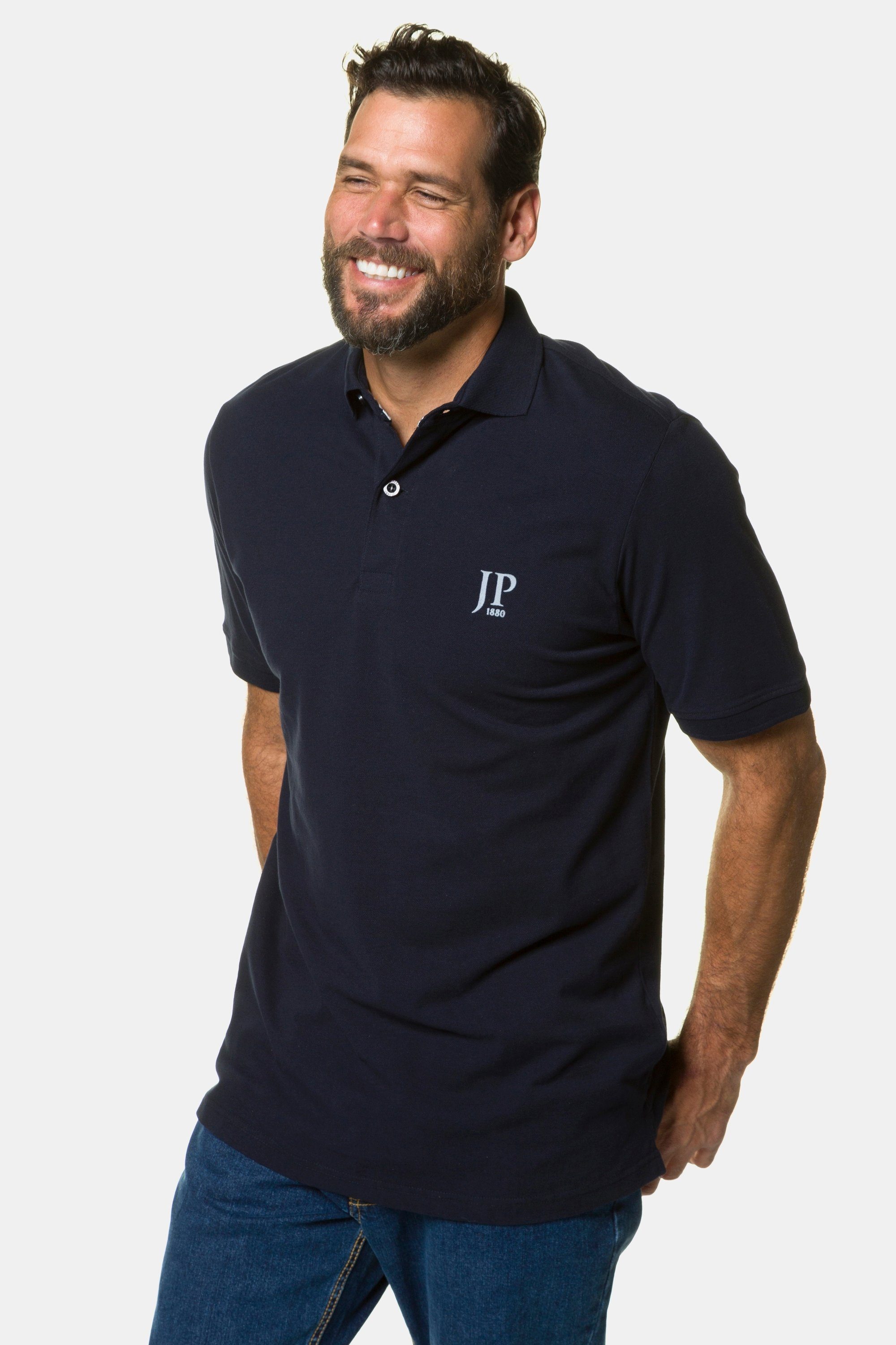 JP1880 (2-tlg) schwarz Poloshirts 2er-Pack Poloshirt Basic Baumwolle Piqué gekämmte