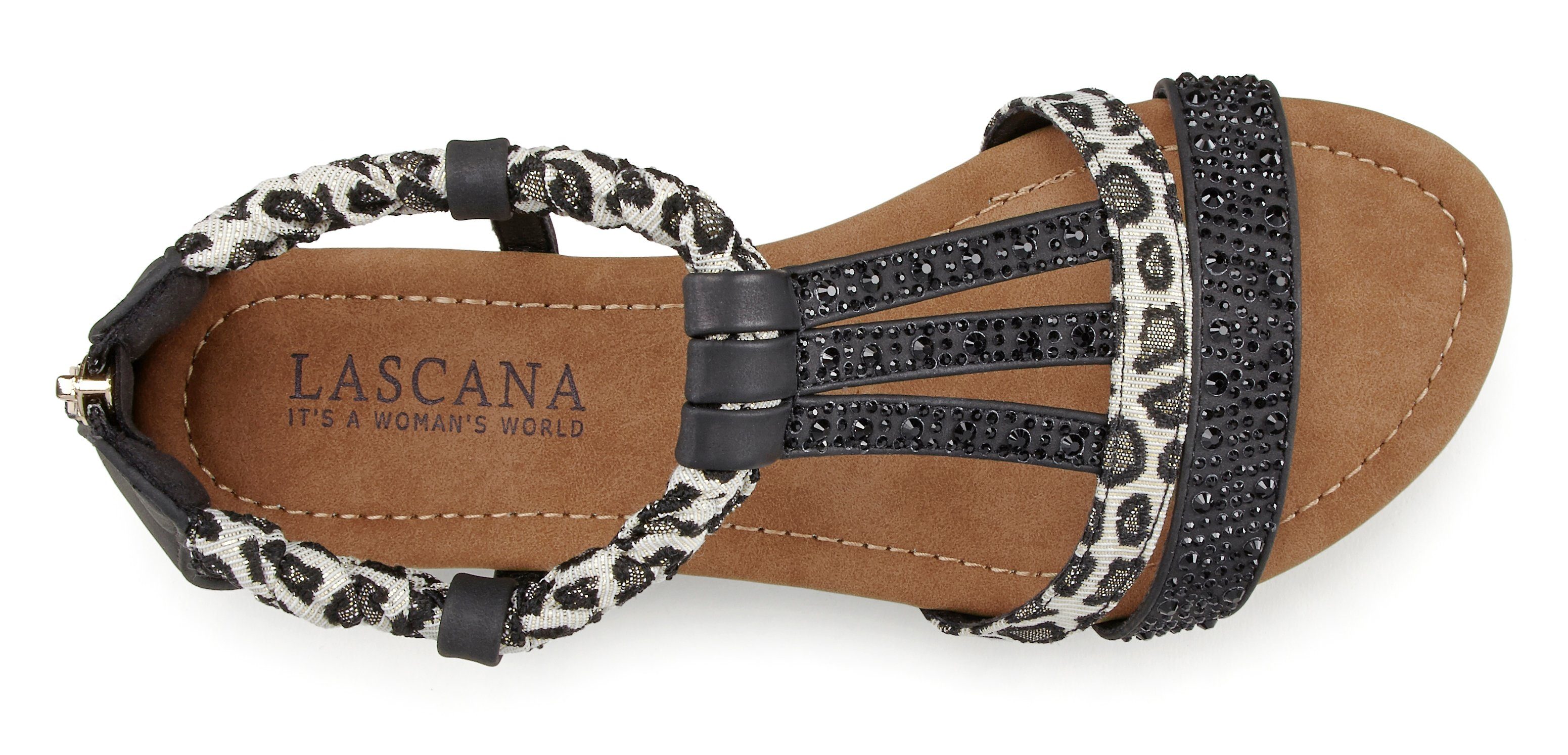 LASCANA Sommerschuh, Sandalette, offener Schuh, Sandale mit aufwendiger Verzierung VEGAN