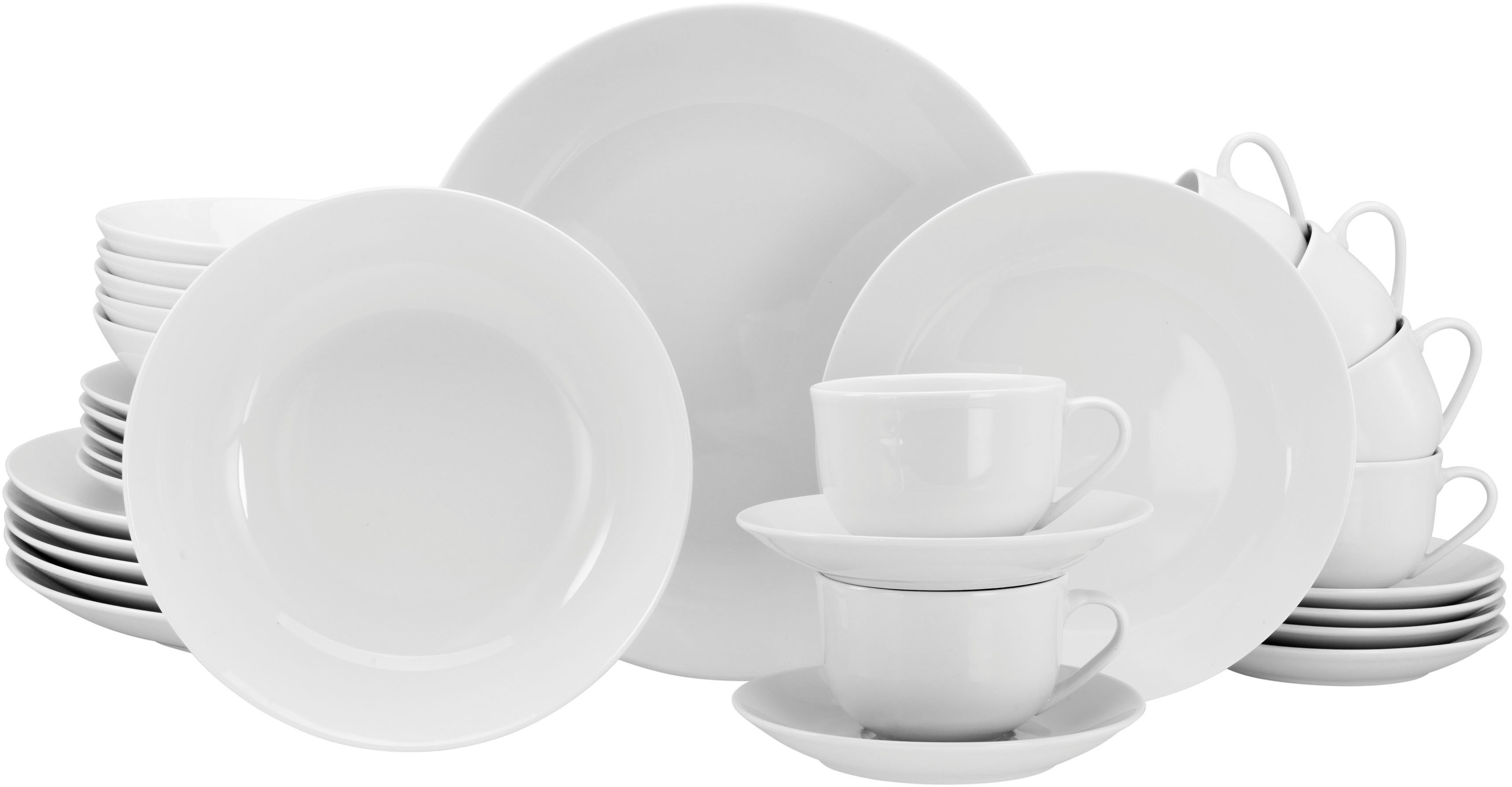 OTTO home Kombiservice Alff (30-tlg), 6 Personen, Porzellan, Geschirr-Set, harmonische, trendige Coupeform
