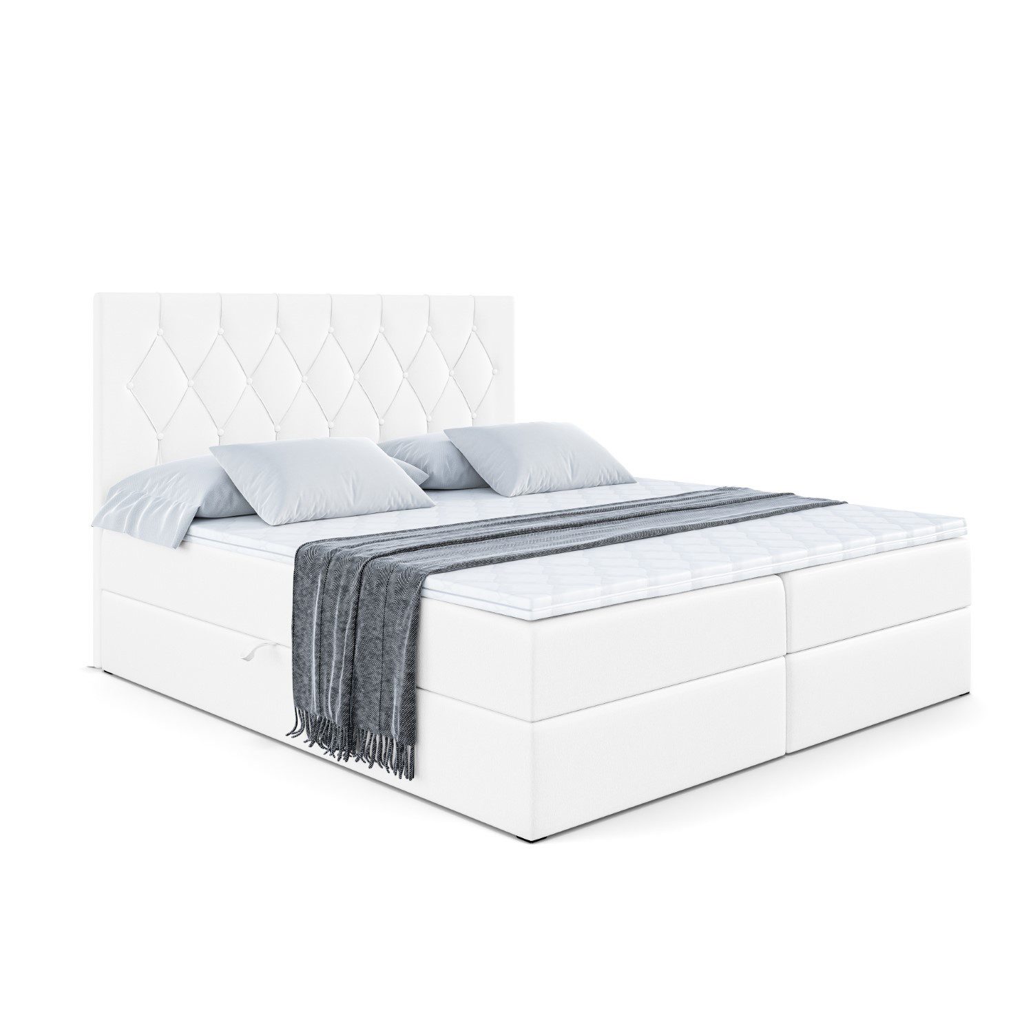ALTDECOR Boxbett VELANTO-BZ (mit Matratze Lattenrost Topper Polsterbett mit Bettkasten Doppelbett), H4 Multipocket / H3 Bonellfederung, Springboxbett Boxspringbett
