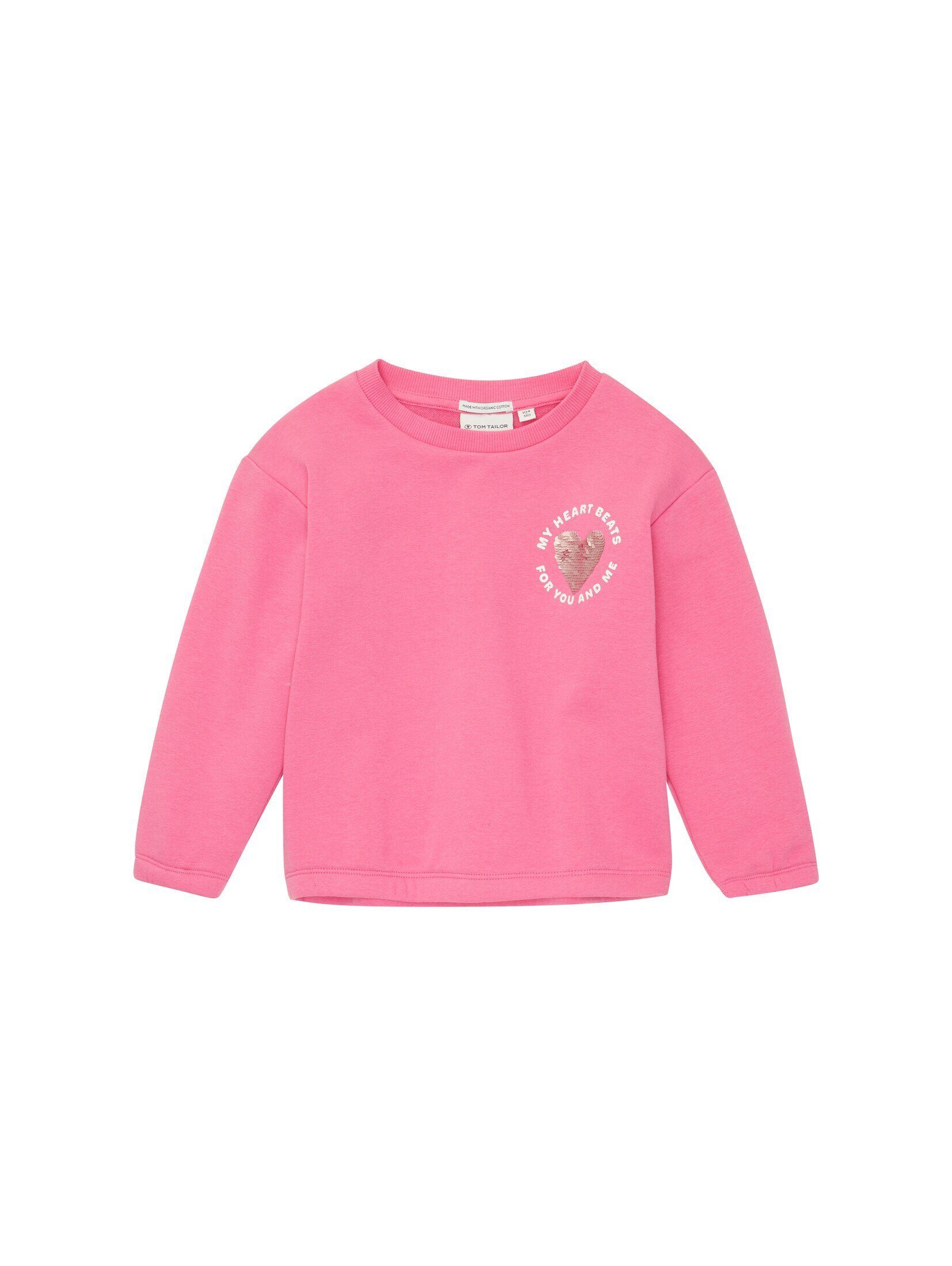 TOM TAILOR Sweatjacke Sweatshirt mit Artwork carmine pink