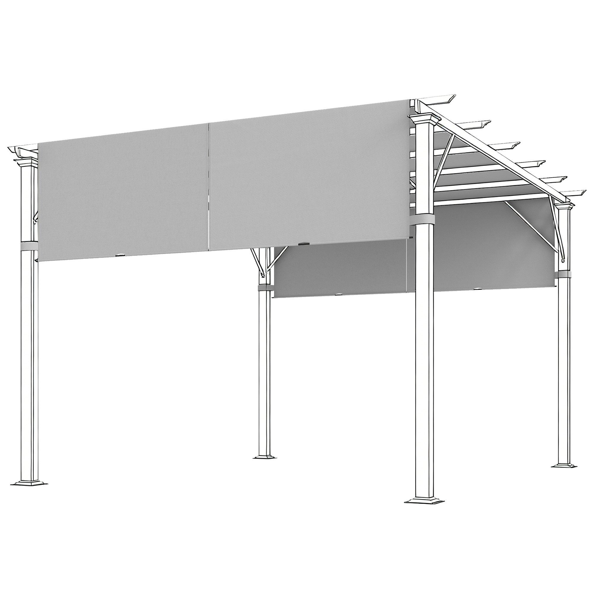 Outsunny Pavillon-Ersatzdach Ersatzdach für Pergola 488 x 122 cm mit UV-Schutz, Ersatz-Dachplane, 180 g/m², 122.0 x 122.0 cm (Ersatz-Dachplane, Sonnensegel), für 3 x 3 m Pavillon, Hellgrau