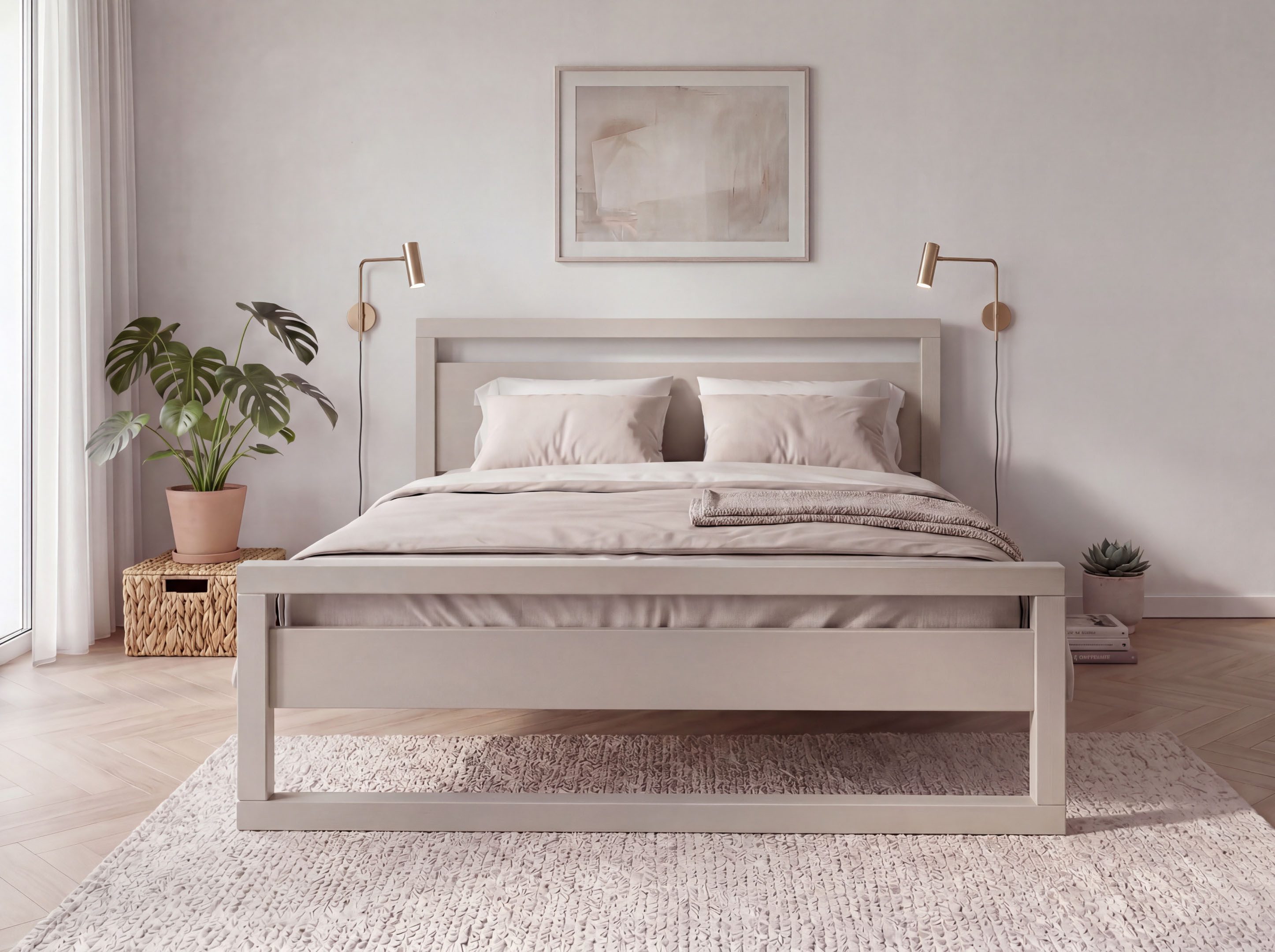 OTTO home Massivholzbett Wellow, Kaschmir-Beige-Beige, Kiefer, inklusive Lattenrost (Liegefläche 140x200 cm), nordisch-modern, bis 180 kg belastbar, FSC® & Made in Europe