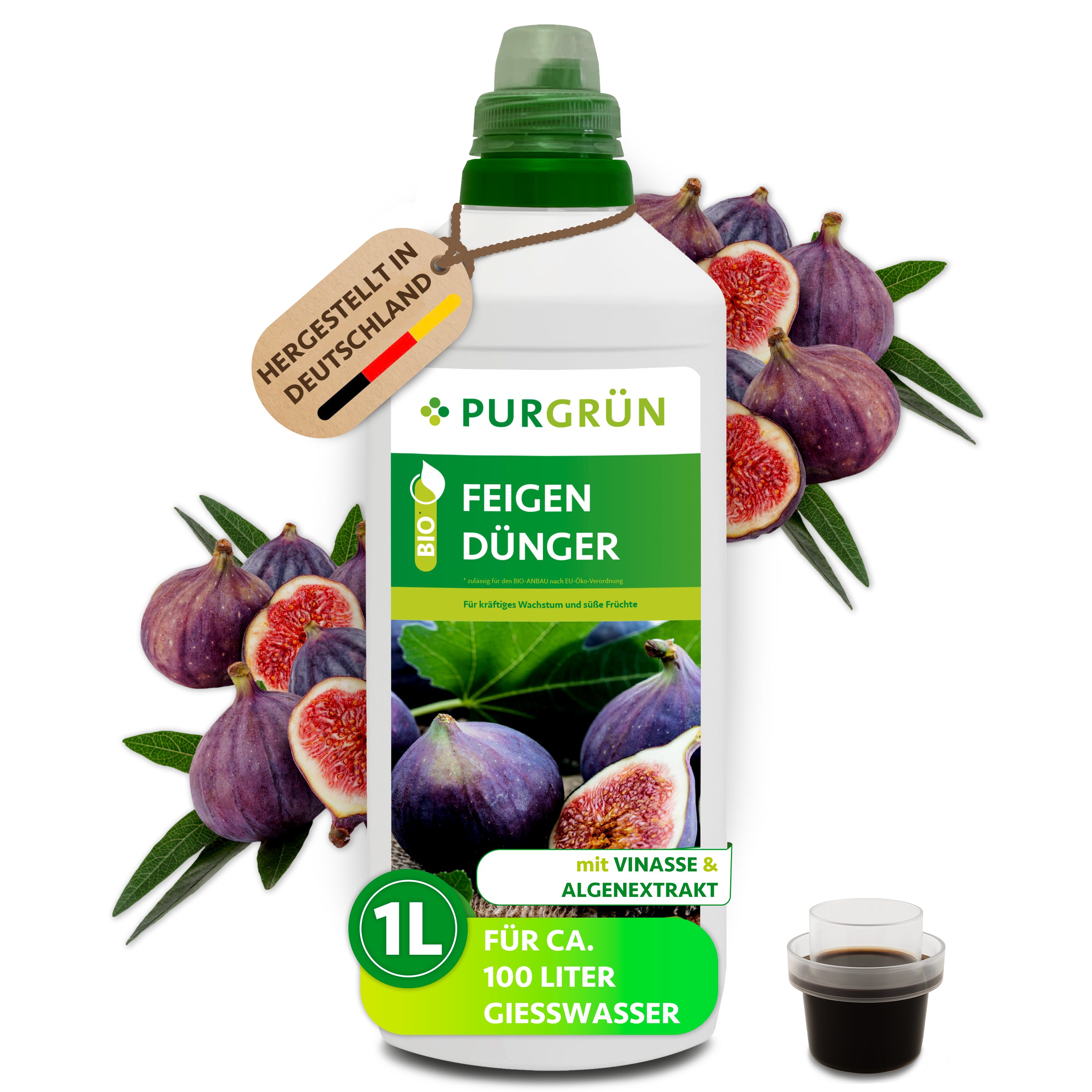 Purgrün Obstdünger Bio Feigendünger, NPK 4+1+7, Algenextrakt, 1 Liter, Flüssigdünger, 1-St., 1 Liter