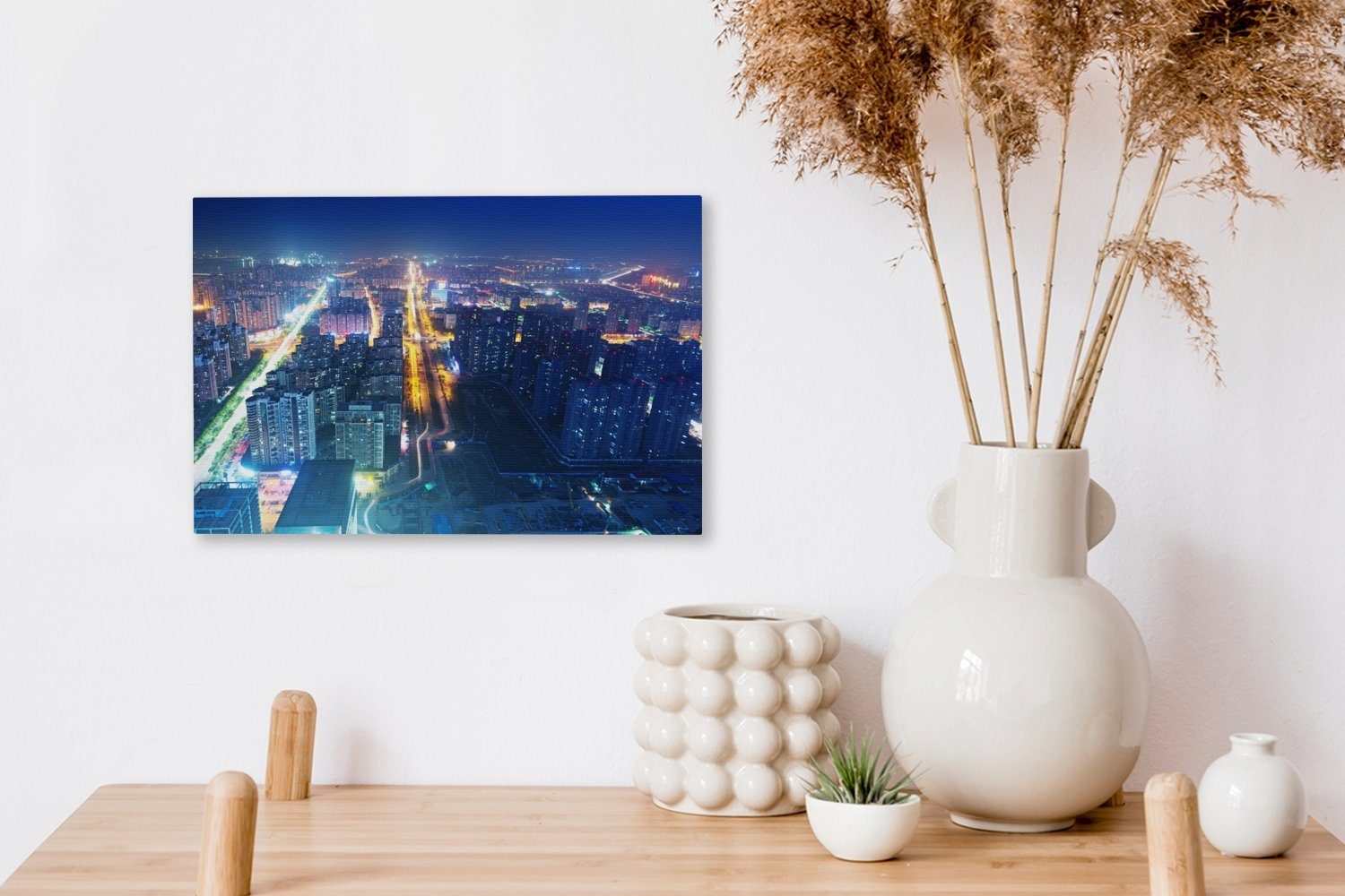 OneMillionCanvasses® Leinwandbild Stadtbild von 30x20 Aufhängefertig, Wandbild (1 in cm China, Asien, Leinwandbilder, St), Nanchang Wanddeko