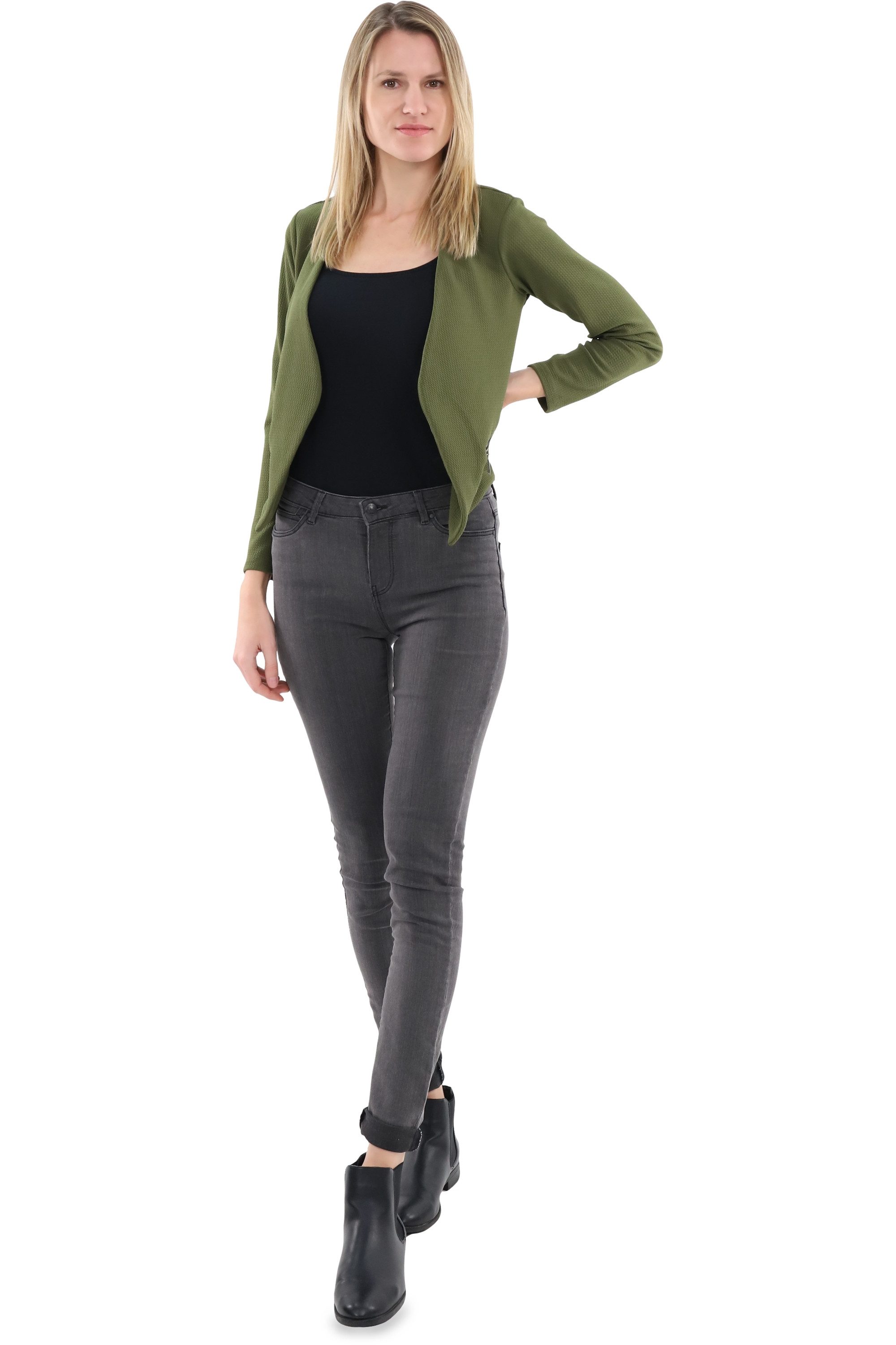 malito more than fashion Jackenblazer malito Damen Blazer ohne Kragen, Sakko im Basic Look, Kurzjacke mit Sweatblazer im Basic-Look