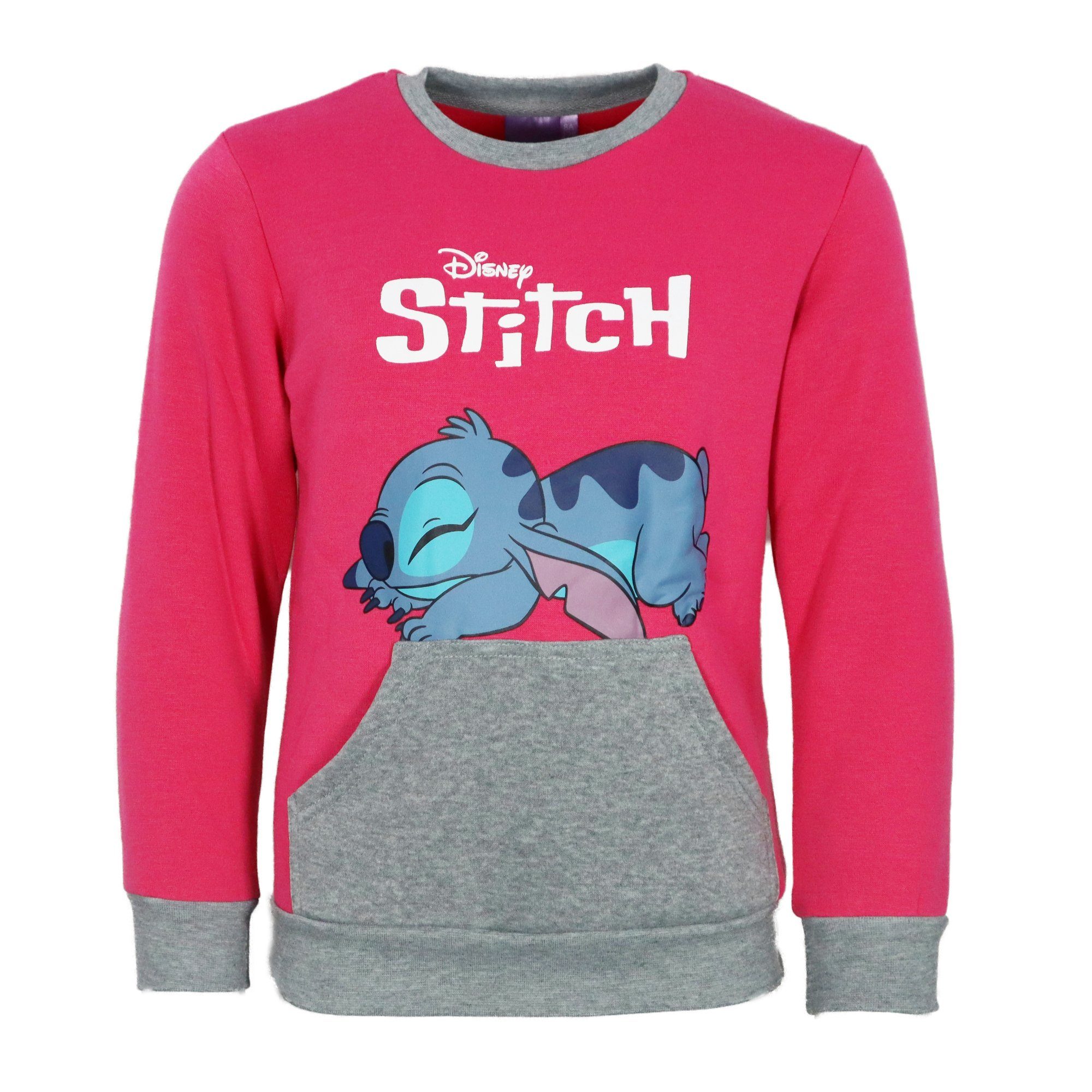 Disney Jogginganzug Kinder Pink Sweater, bis Fleece Disney 92 Stitch Gr. 128 Hose Joggingset