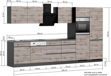 KOCHSTATION Küchenzeile KS-Riesa, Stellbreite 360 cm, ohne E-Geräte