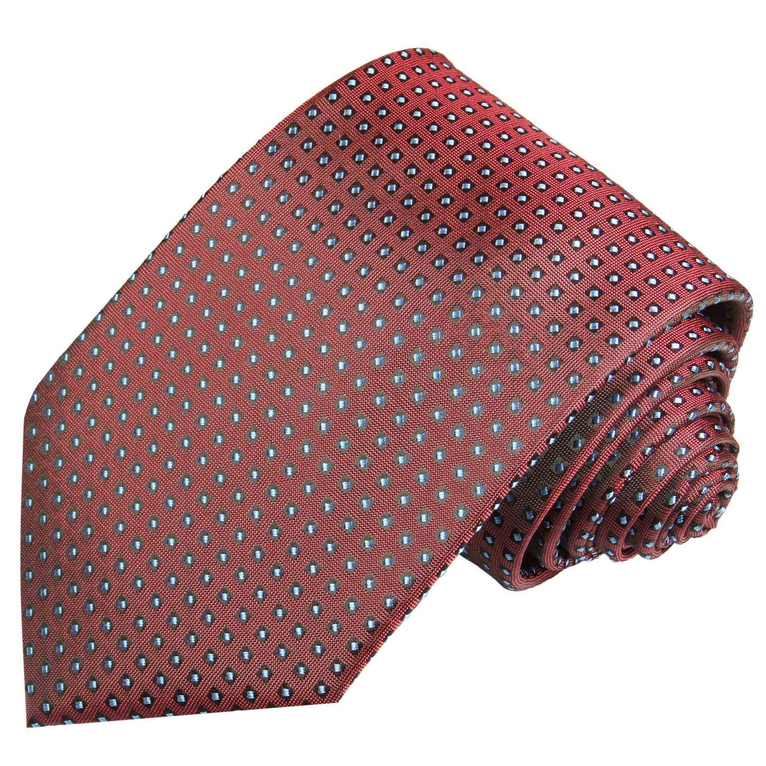 Paul Malone Krawatte Designer Seidenkrawatte Herren Schlips modern gepunktet 100% Seide Breit (8cm), rot 2040 | Breite Krawatten