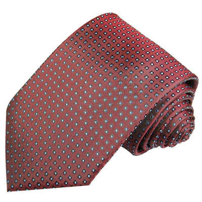 Paul Malone Krawatte Designer Seidenkrawatte Herren Schlips modern gepunktet 100% Seide Breit (8cm), rot 2040