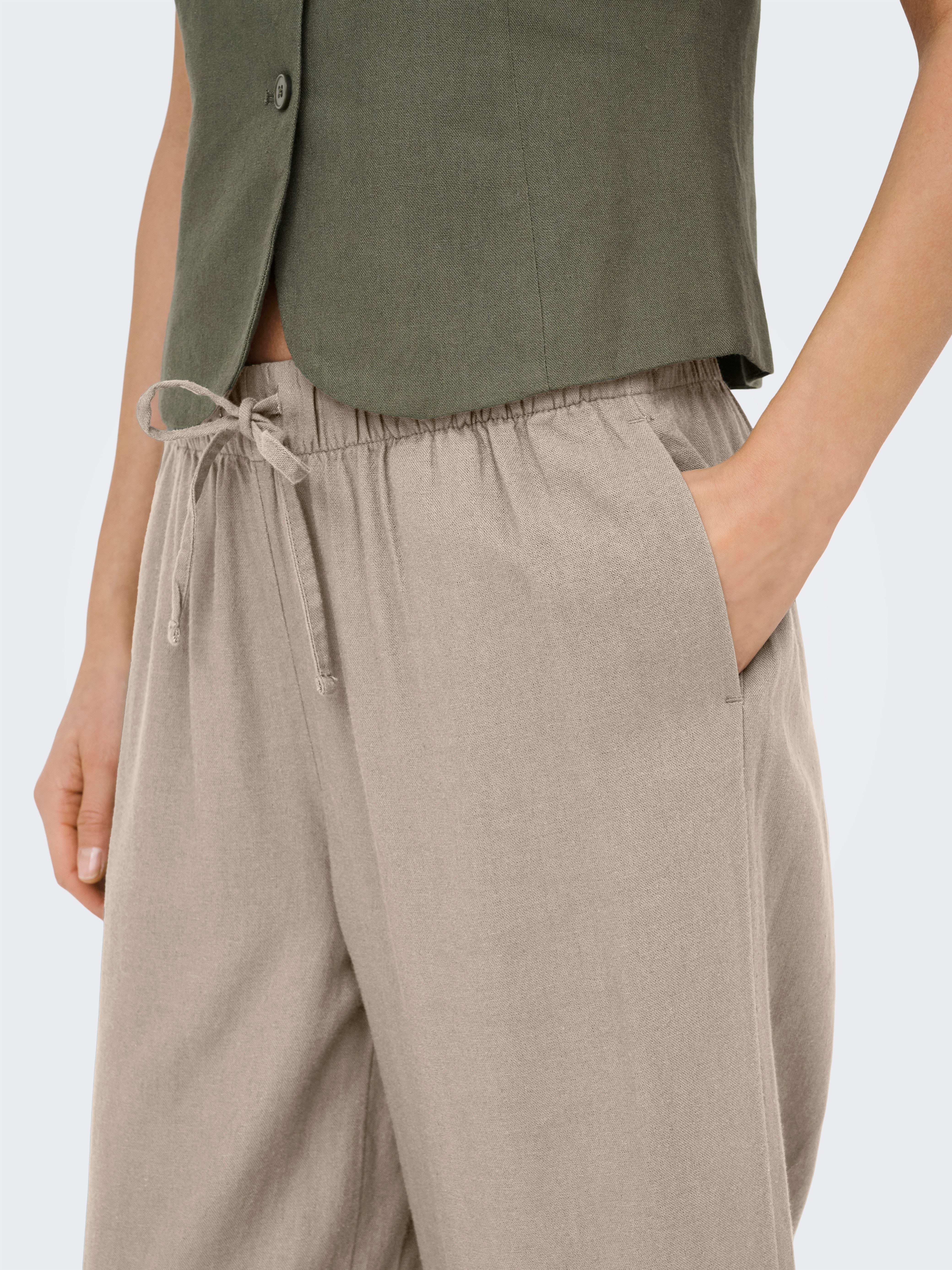 ONLY Culotte ONLGOA MW LIN BL PULL-UP CULOTTE CC PNT mit Leinen