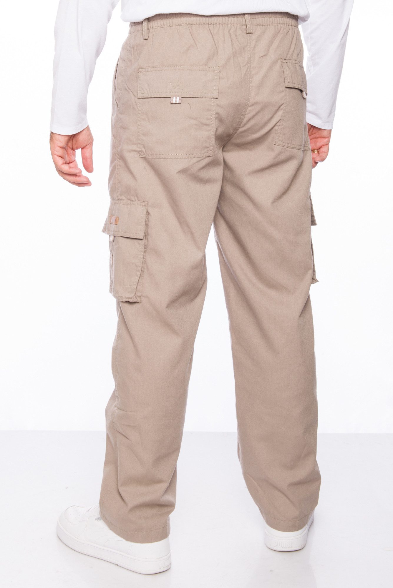 Kendindza Collection Cargohose Herren Cargohose Dehnbund Arbeitshose Rangerhose Cargo Hose Männer Gummibund elastisch, 6 Taschen