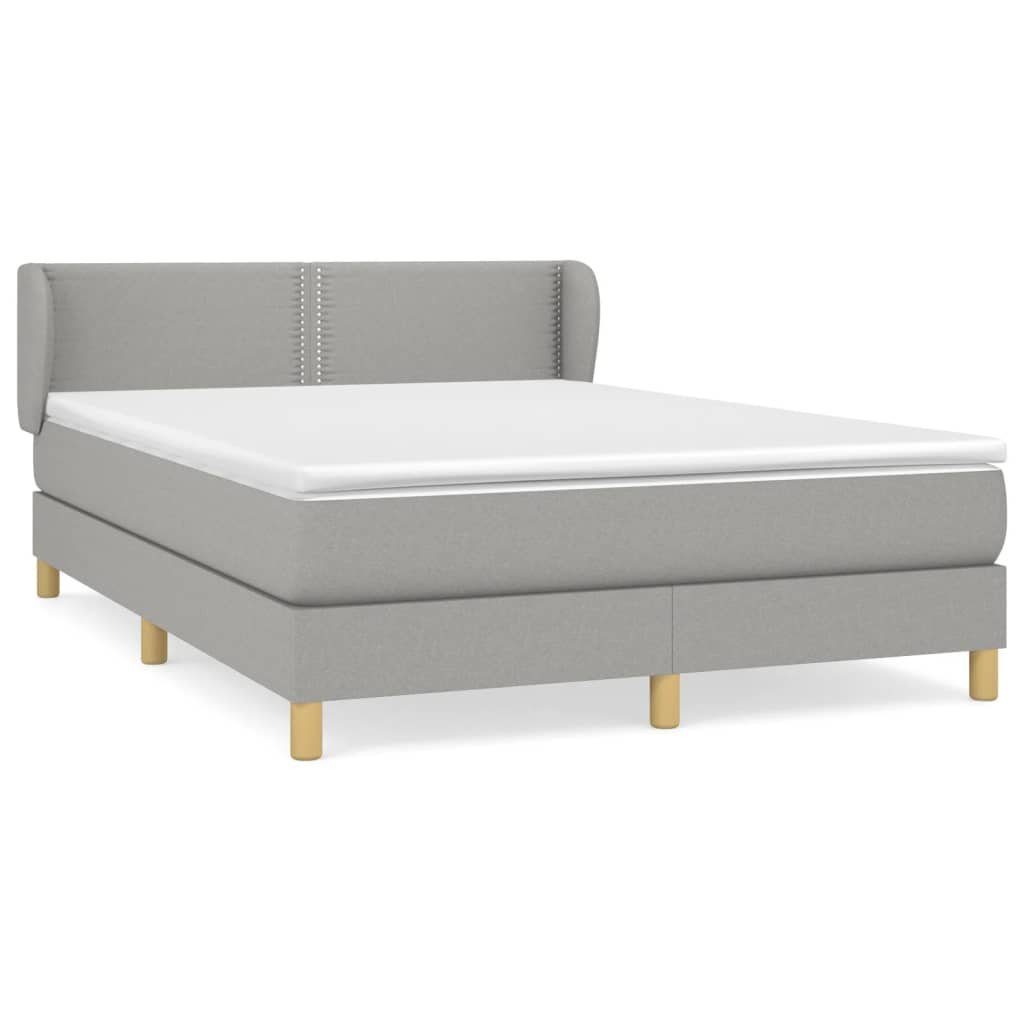Boxspringbett 140 x 200 cm Boxspringbett mit Matratze Hellgrau 140x200 cm Stoff Bett