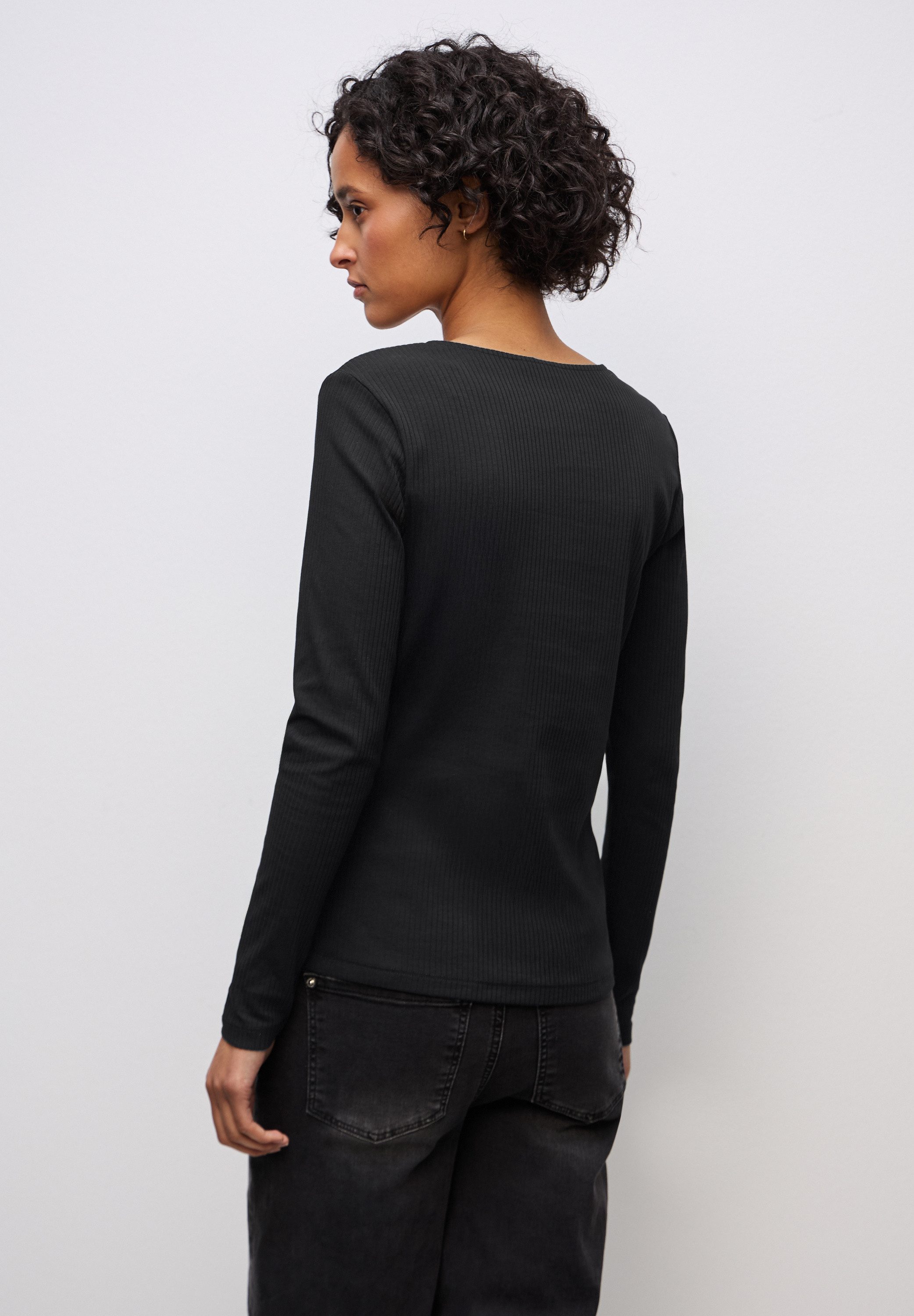 STREET ONE Langarmshirt mit Rippstrick-Struktur günstig online kaufen