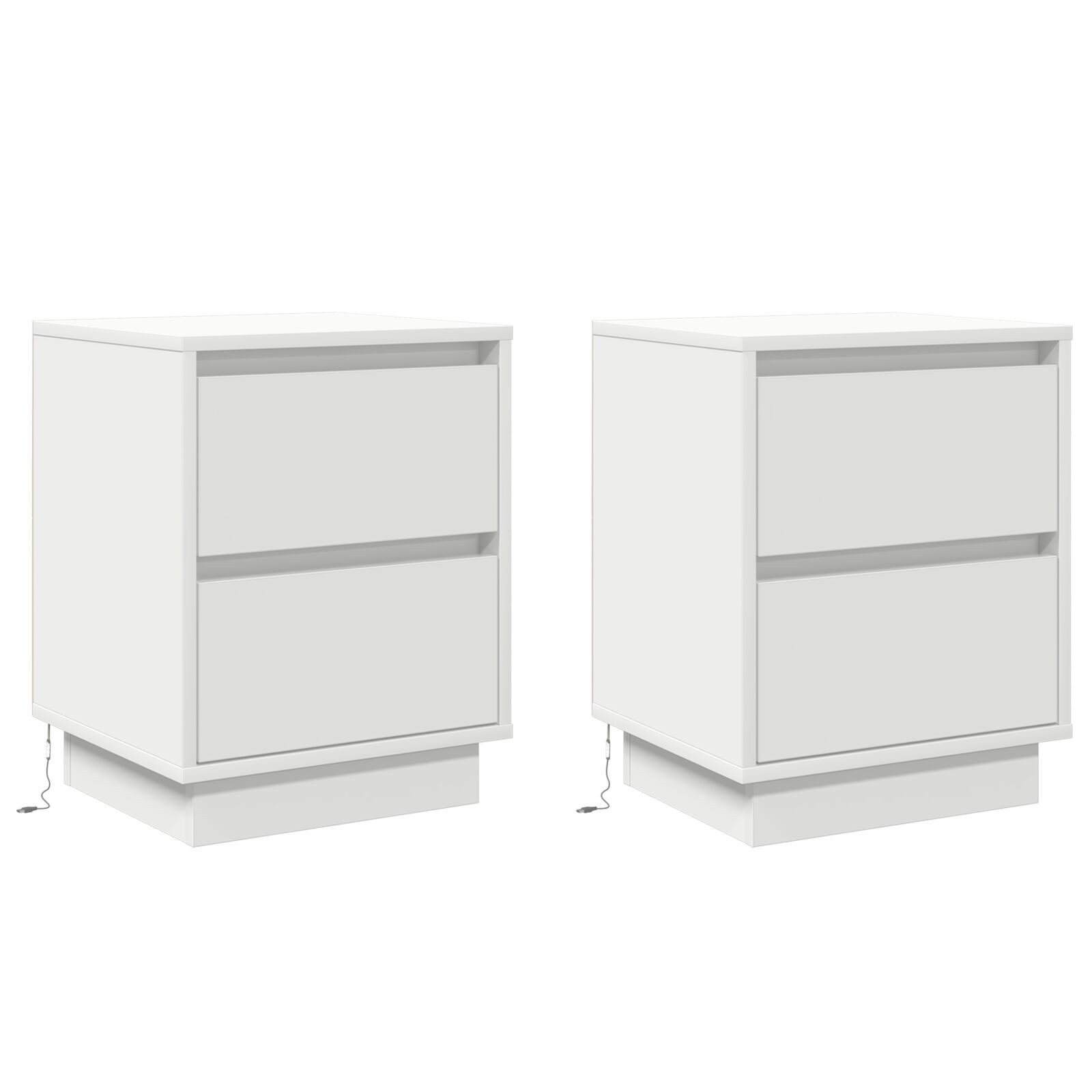 vidaXL Nachttisch 39 x 34,5 x 50 cm Nachttischschränke mit LED-Lichtern 2 Stück Weiß 39x