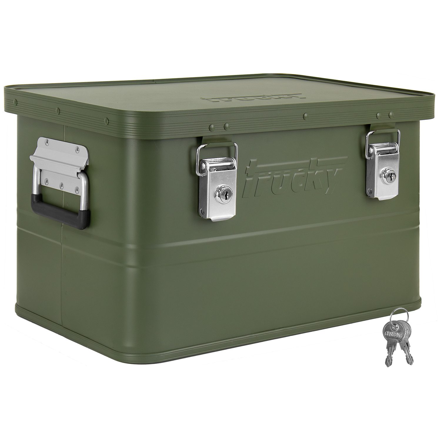 Trucky Allzweckkiste Aluminium Box mit Deckel Grün Alukiste 30 Liter Kiste Abschließbar