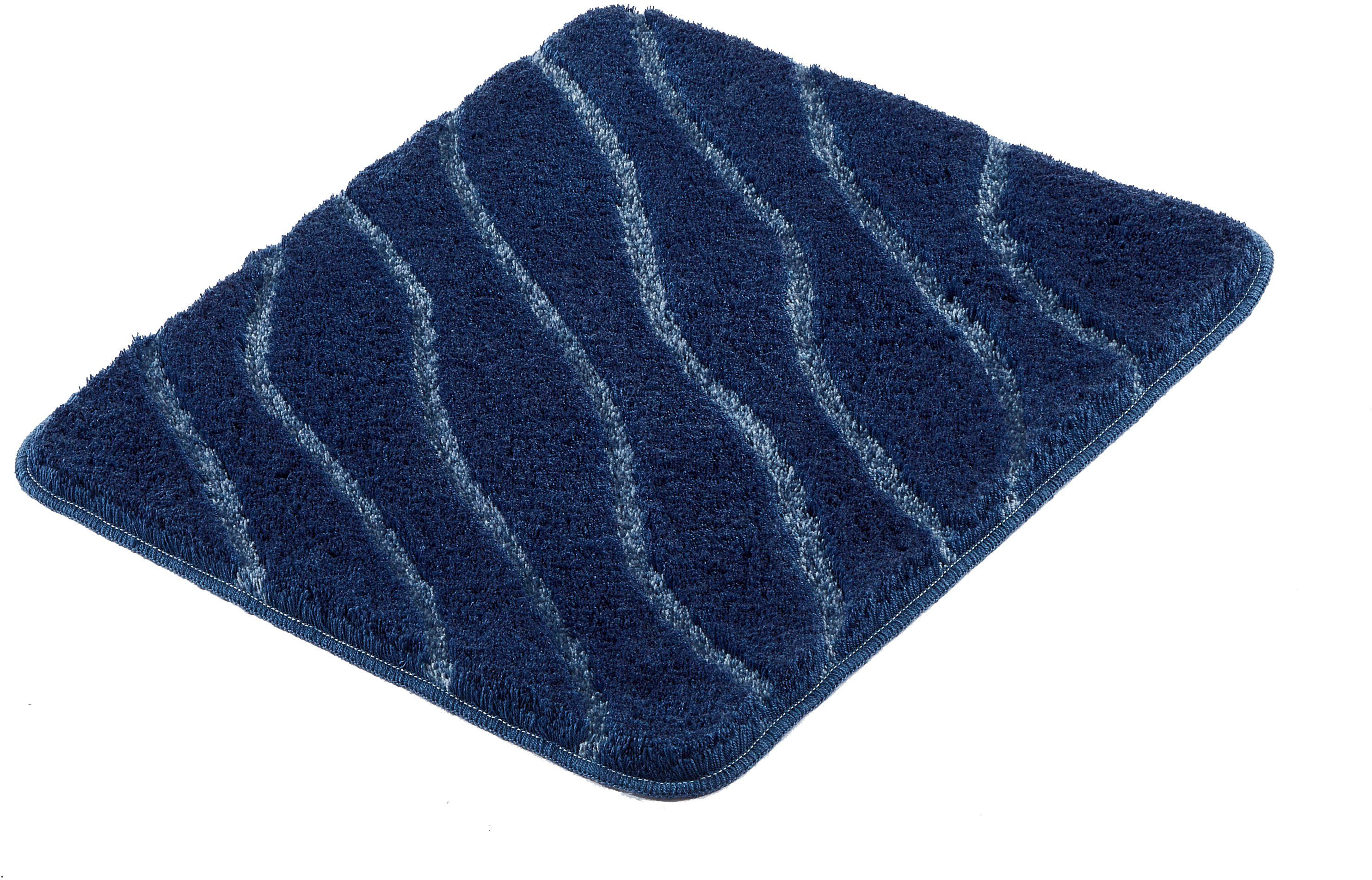 Kleine Wolke Badematte Tram, Badvorleger, Badezimmer Teppich, Höhe 20 mm, rutschhemmend beschichtet, fußbodenheizungsgeeignet, Polyacryl, rechteckig, Badteppich, modernes Wellen Design, Hoch-Tief Effekt