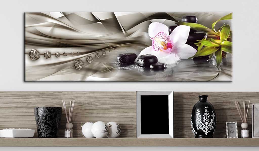 Artgeist Wandbild Zen composition: orchid, bamboo and stones