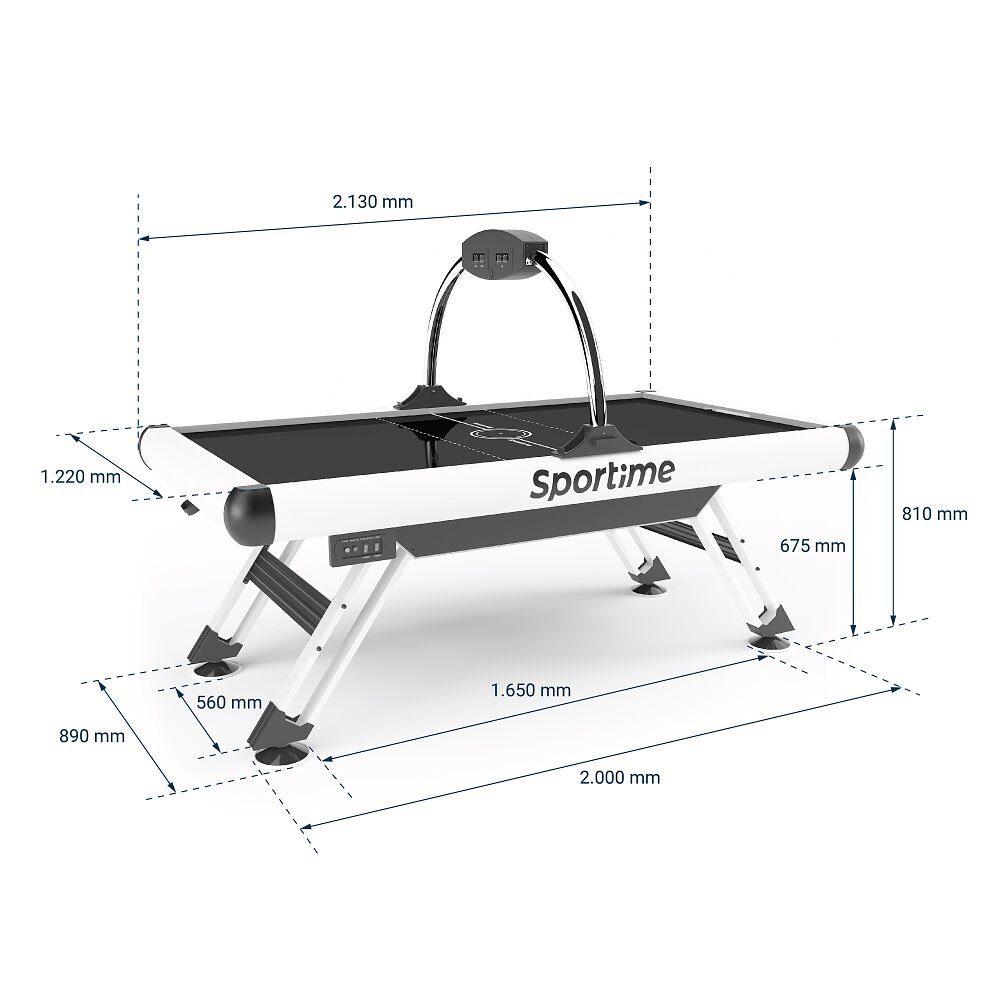 Airhockey-Tisch Overhead-Zählwerk Air-Hockeytisch inkl. Black 7ft Soundausgaben Sportime und Hawk, Spielzeitanzeige