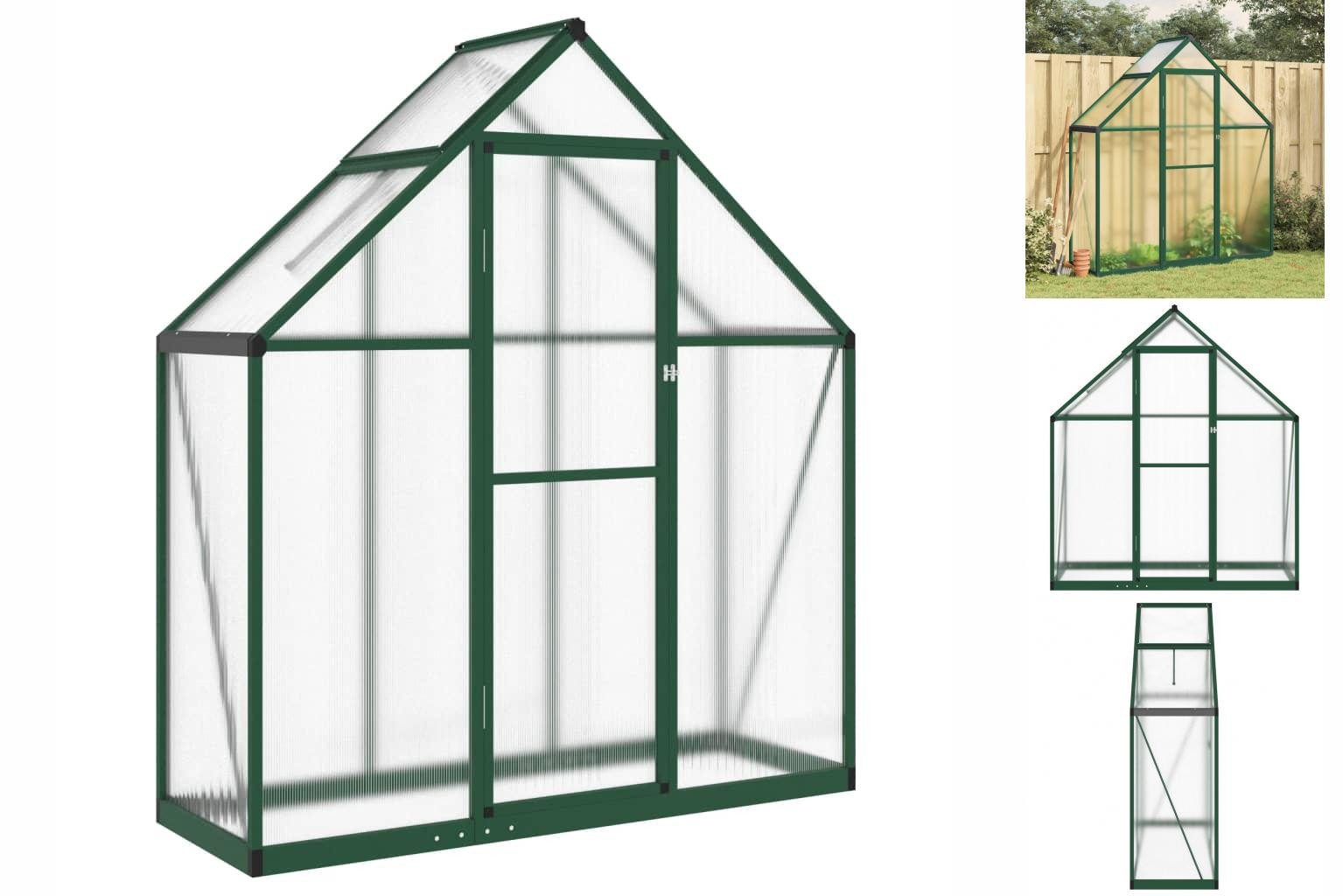 vidaXL Gewächshaus Gewächshaus mit Fundamentrahmen Grün 169x58x195 cm Aluminimum grün | Rabatt: 24%