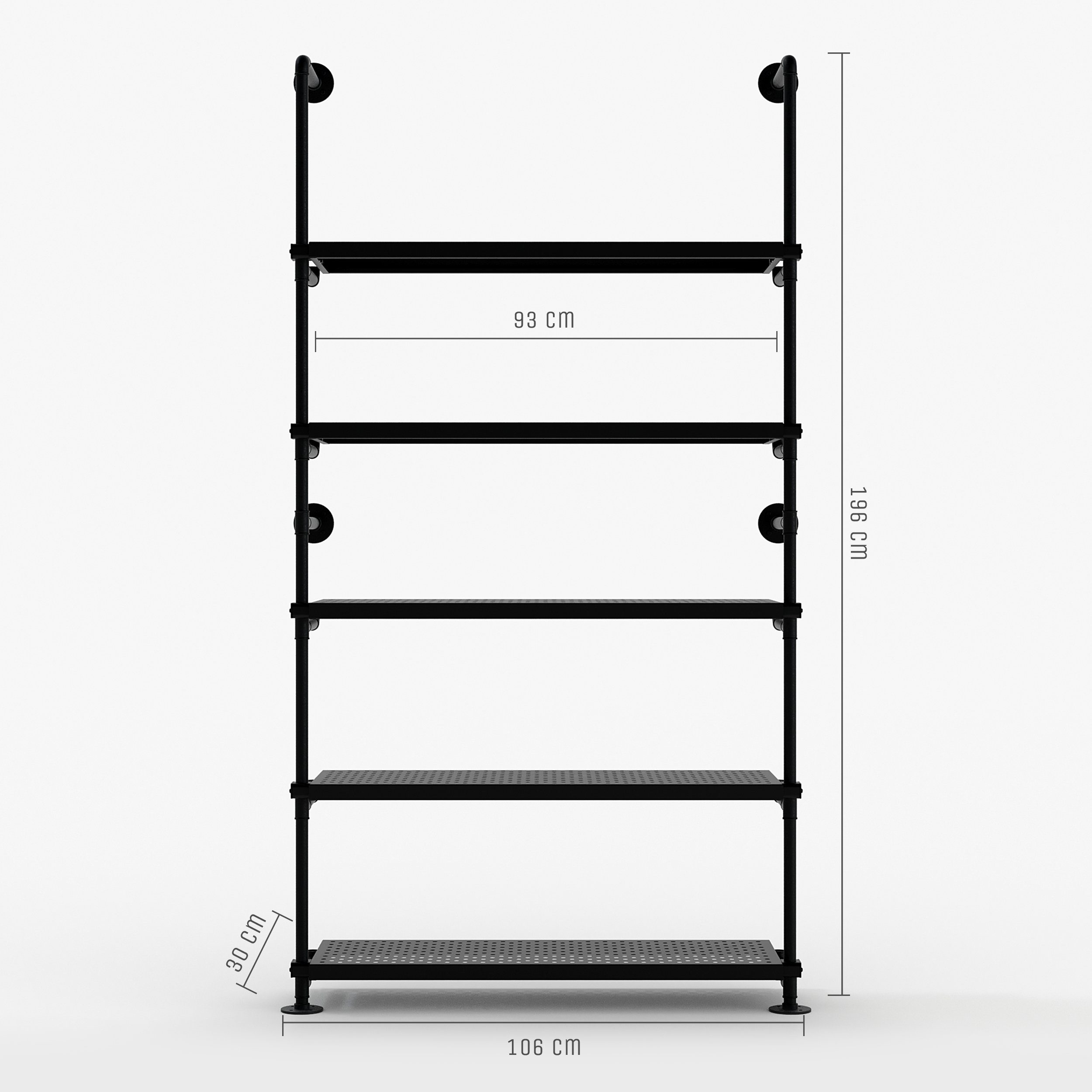 pamo. design Wandregal LENNE, Regal zur Wandmontage mit 5 Metall-Ablageflächen