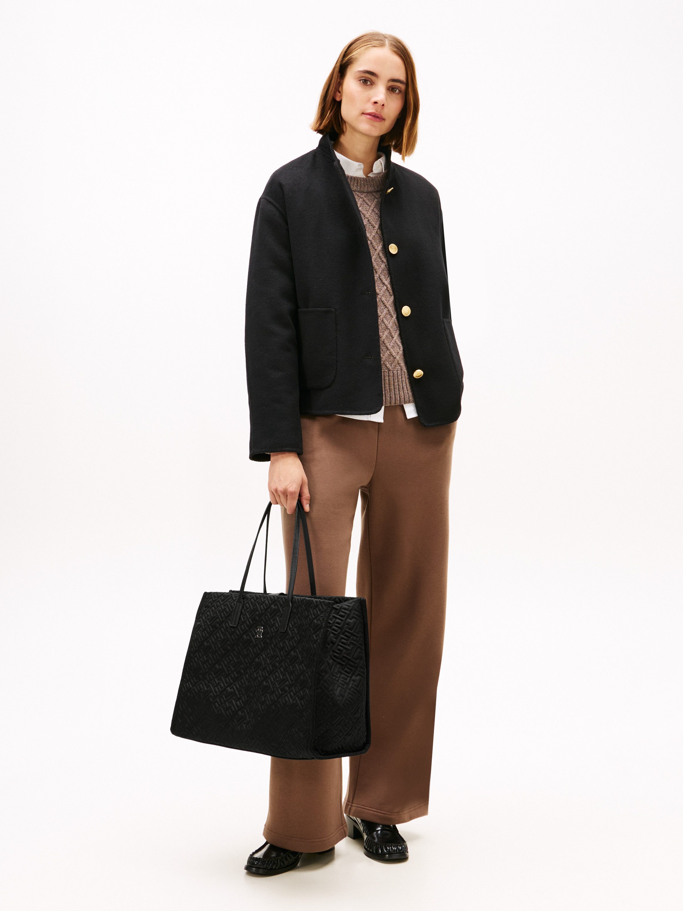Tommy Hilfiger Tragetasche TH CITY TOTE MONO NYLON, Damen Schultertasche, Businesstasche mit TH-Logoemblem