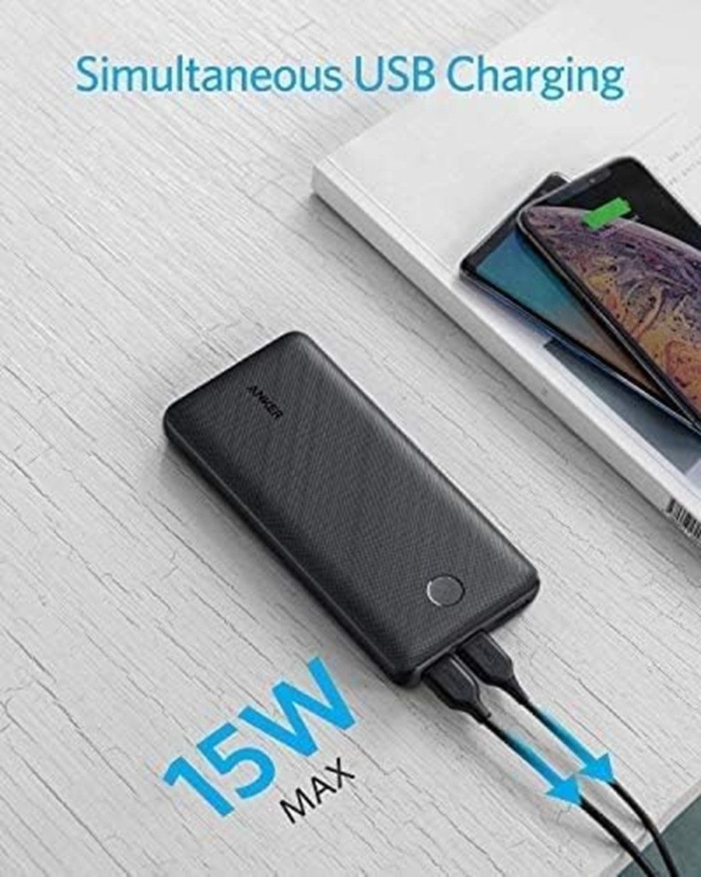 Anker 325 Powerbank 20.000mAh Schnellstartsystem, kompatibel mit iPhone, Samsung Galaxy, iPad und mehr
