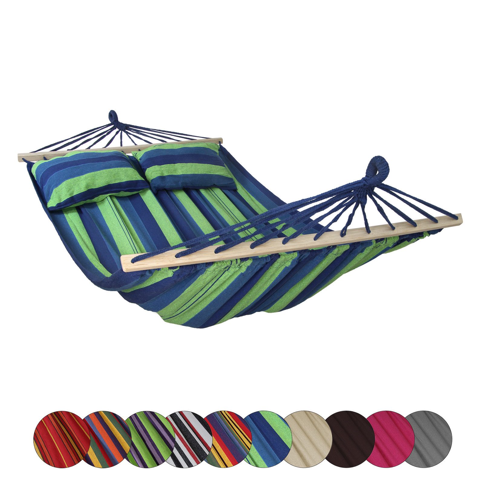 BB Sport Stabhängematte Stabhängematte 240 x 150 cm inkl. 2 Kissen für 2 Personen