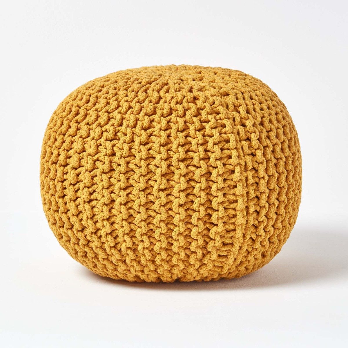 Homescapes Pouf Runder Strickpouf 100% Baumwolle, günstig online kaufen
