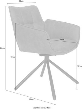 set one by Musterring Armlehnstuhl Frisco, 2er Set, 180° Drehfunktion, automatischer Rückstellung, Sitzhöhe 50 cm