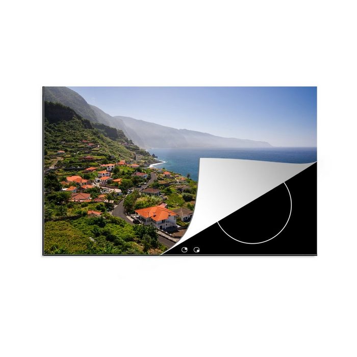 MuchoWow Herdblende-/Abdeckplatte Die Stadt Ponta Delgada auf Madeira Vinyl (1 tlg) Ceranfeldabdeckung für die küche Induktionsmatte